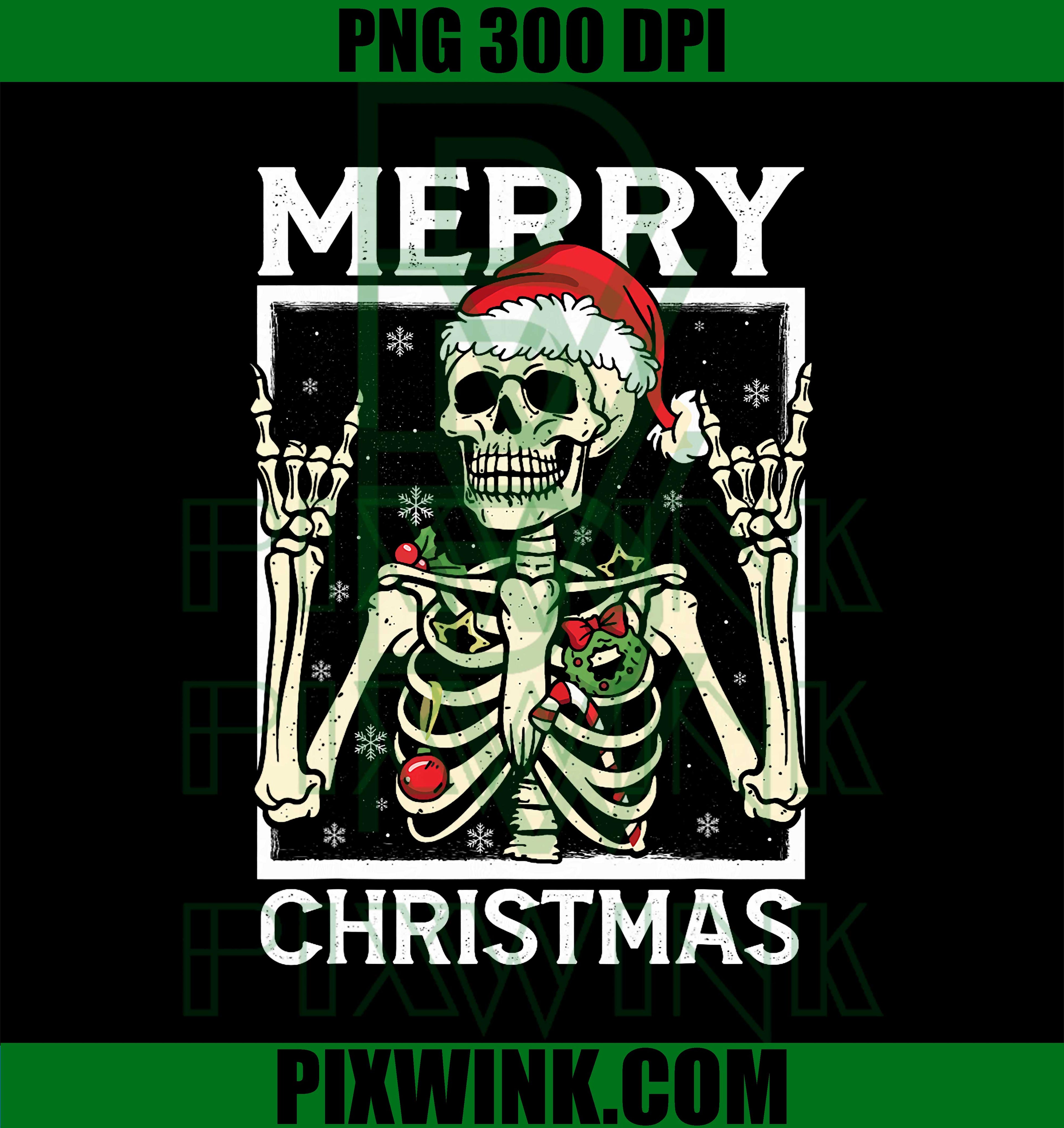 Merry Christmas Xmas Skull Skeleton, Funny Men Women PNG