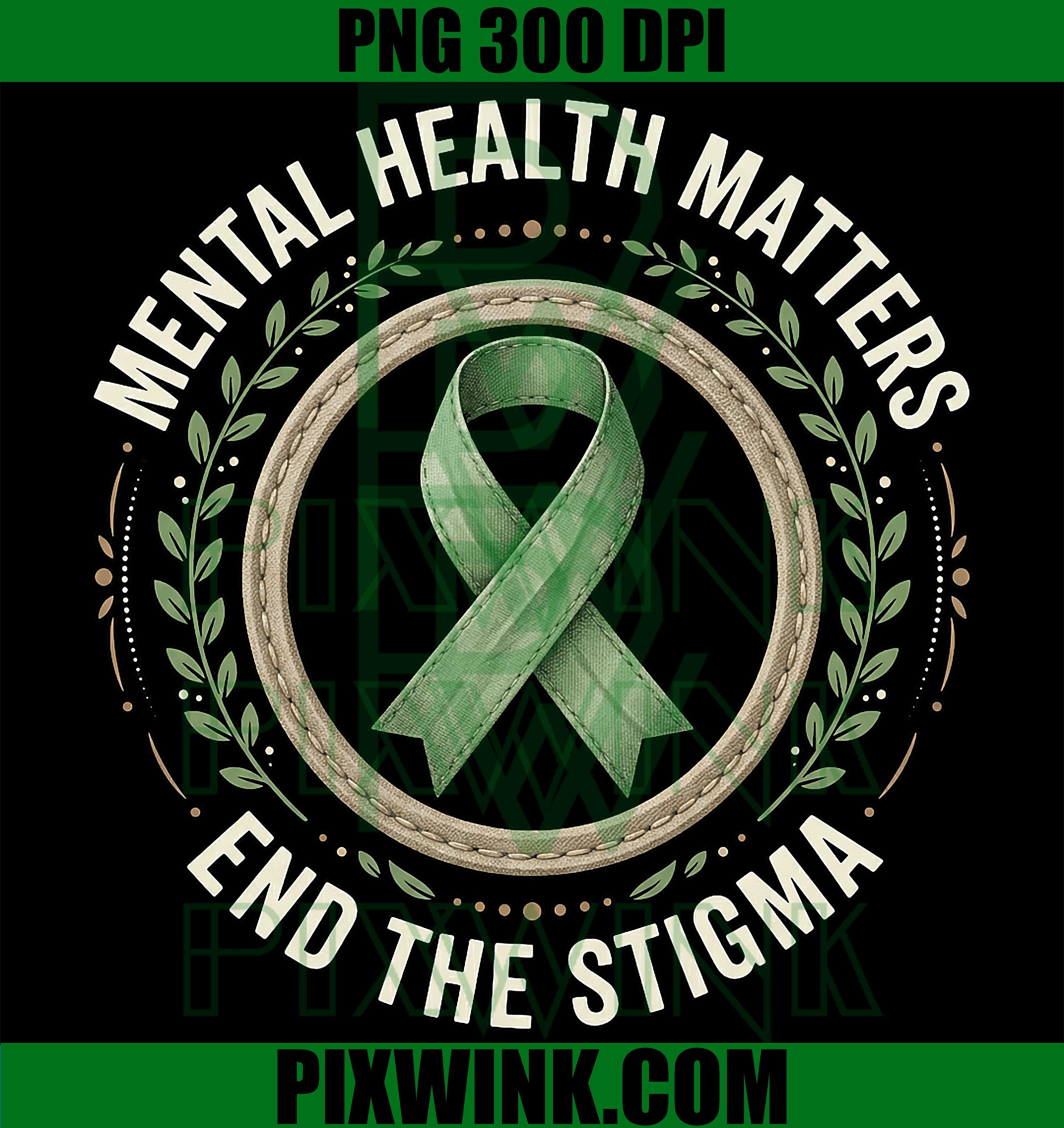 Green Ribbon Mental Health PNG, End The Stigma Awareness PNG