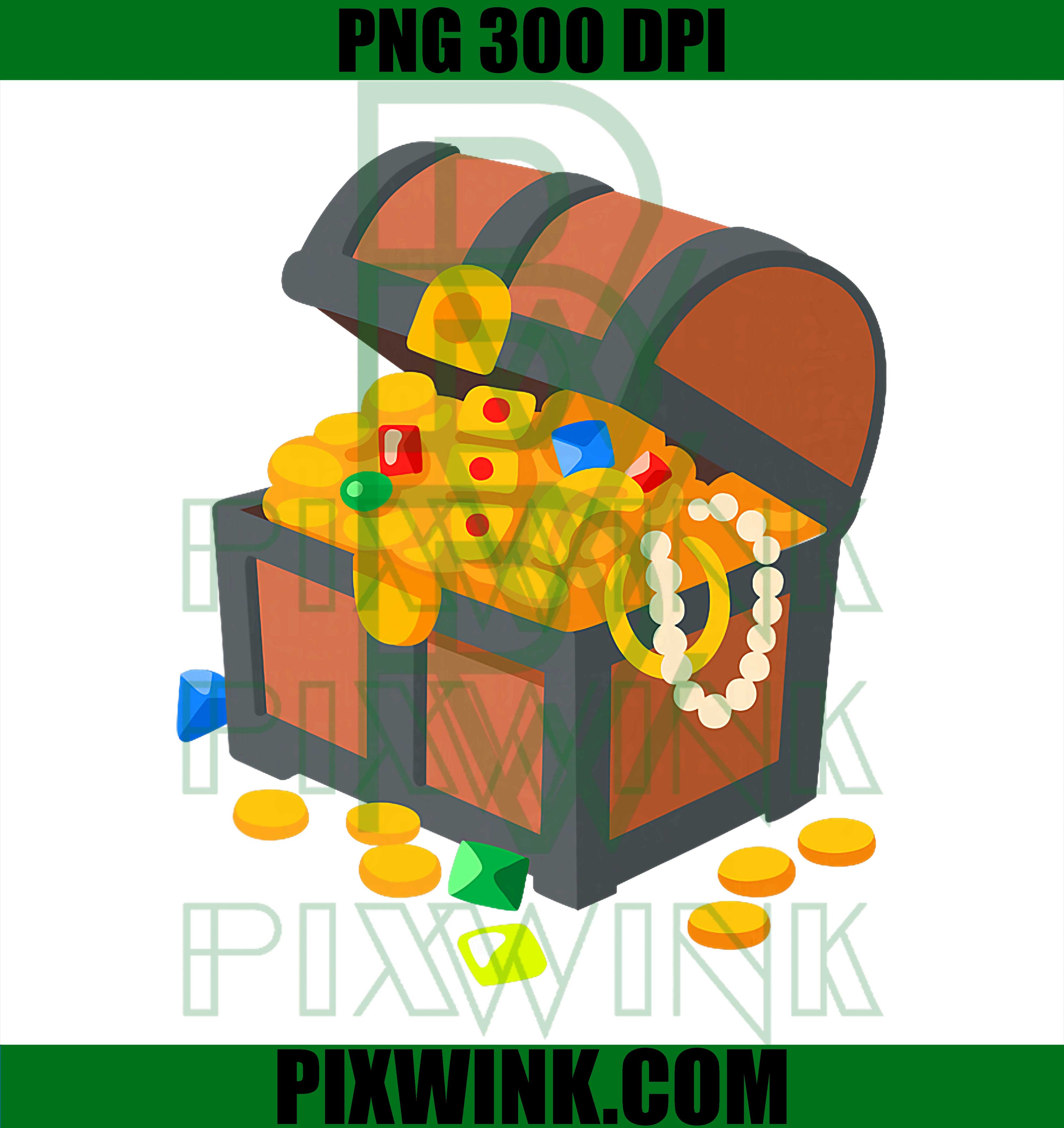 Treasure Chest PNG, Pirate Chest Art PNG, Vintage Treasure Design PNG