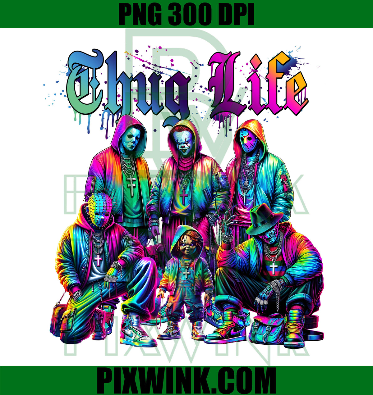 Rainbow Horror PNG, Thug Life Villains PNG, Colorful Slasher PNG