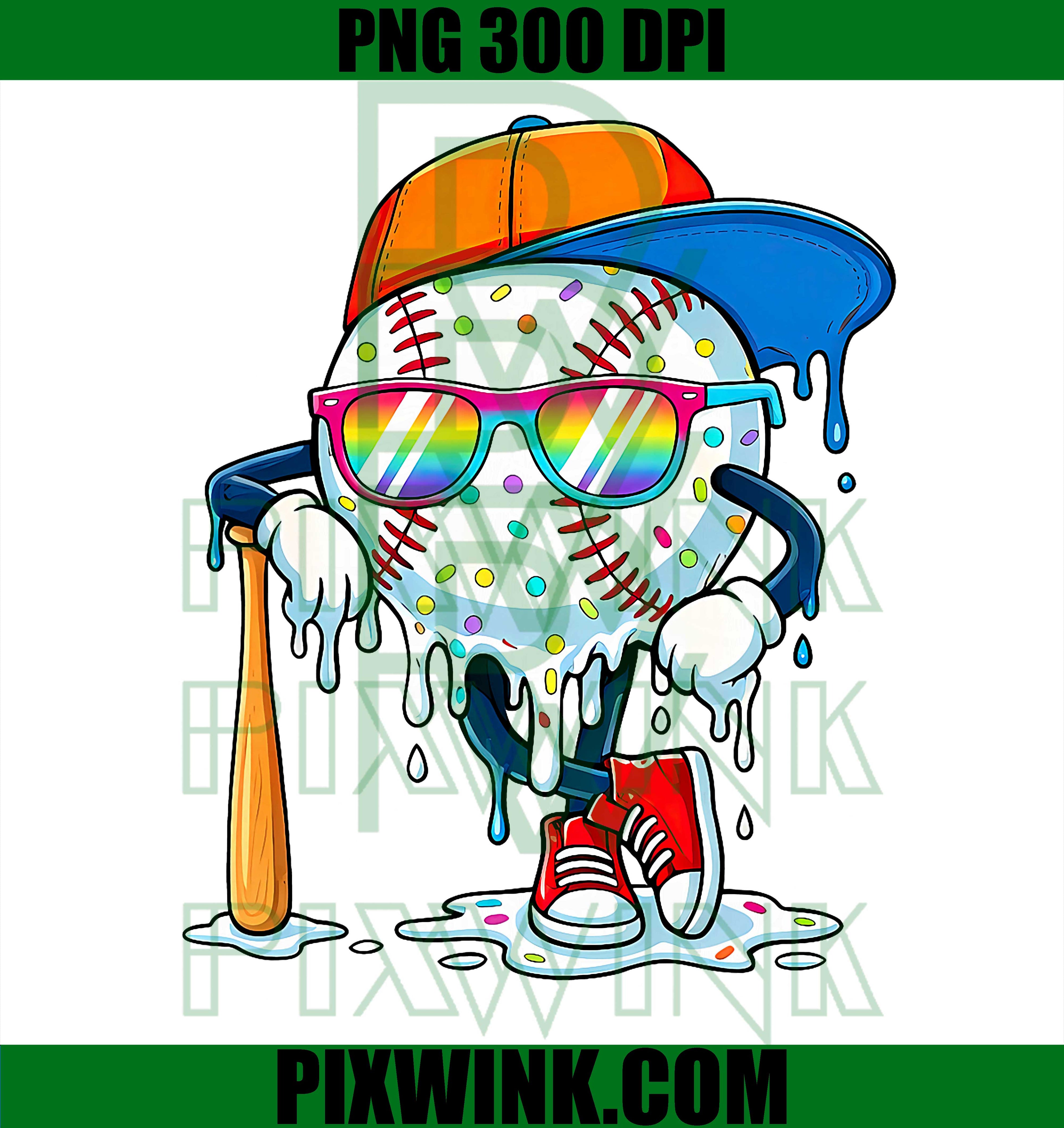 Baseball Lifestyle PNG, Ice Cream Drip PNG, Boys Sport Design PNG