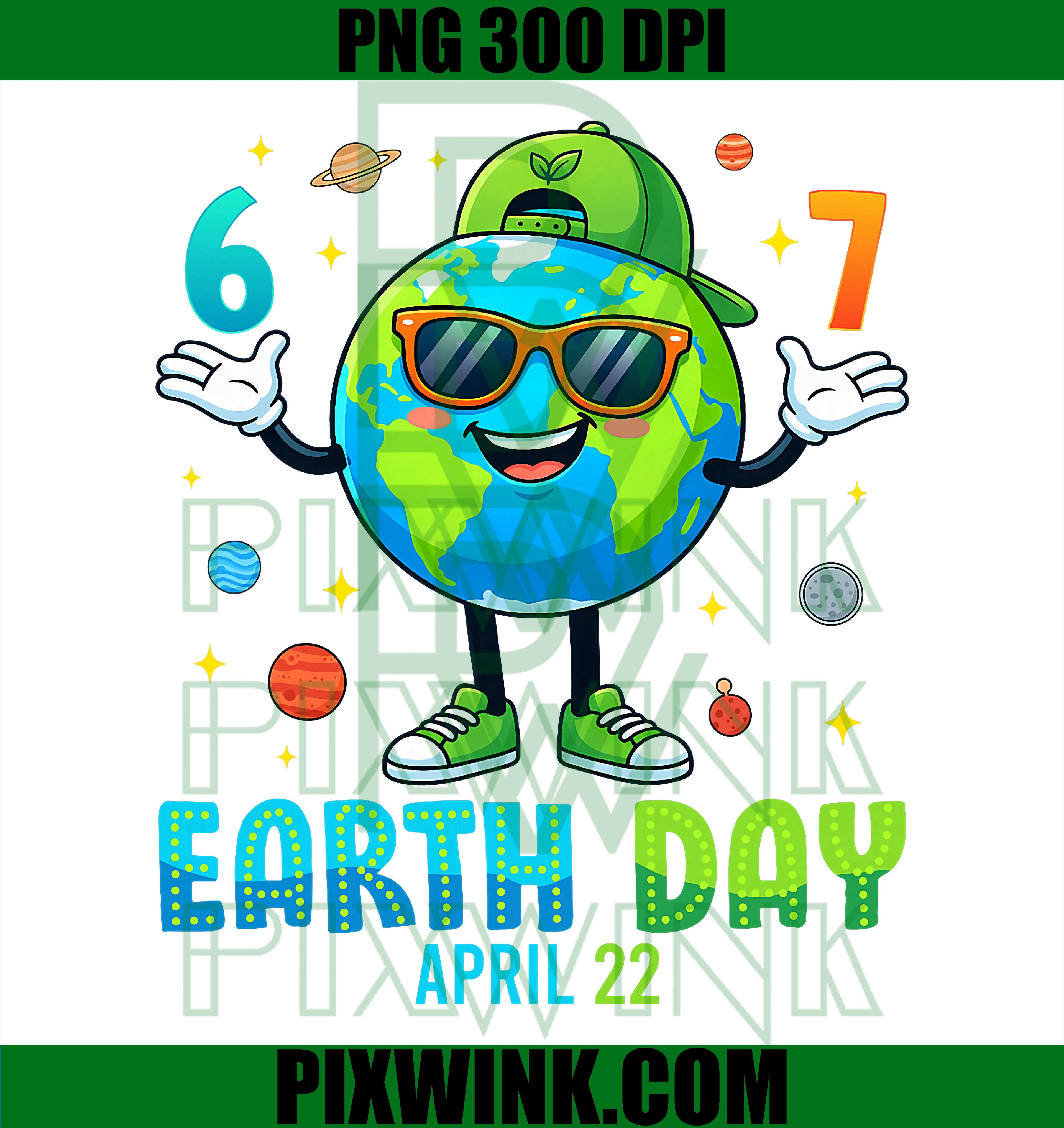 Happy Earth Day 2026 PNG, Cute Floral Earth Meme Design PNG