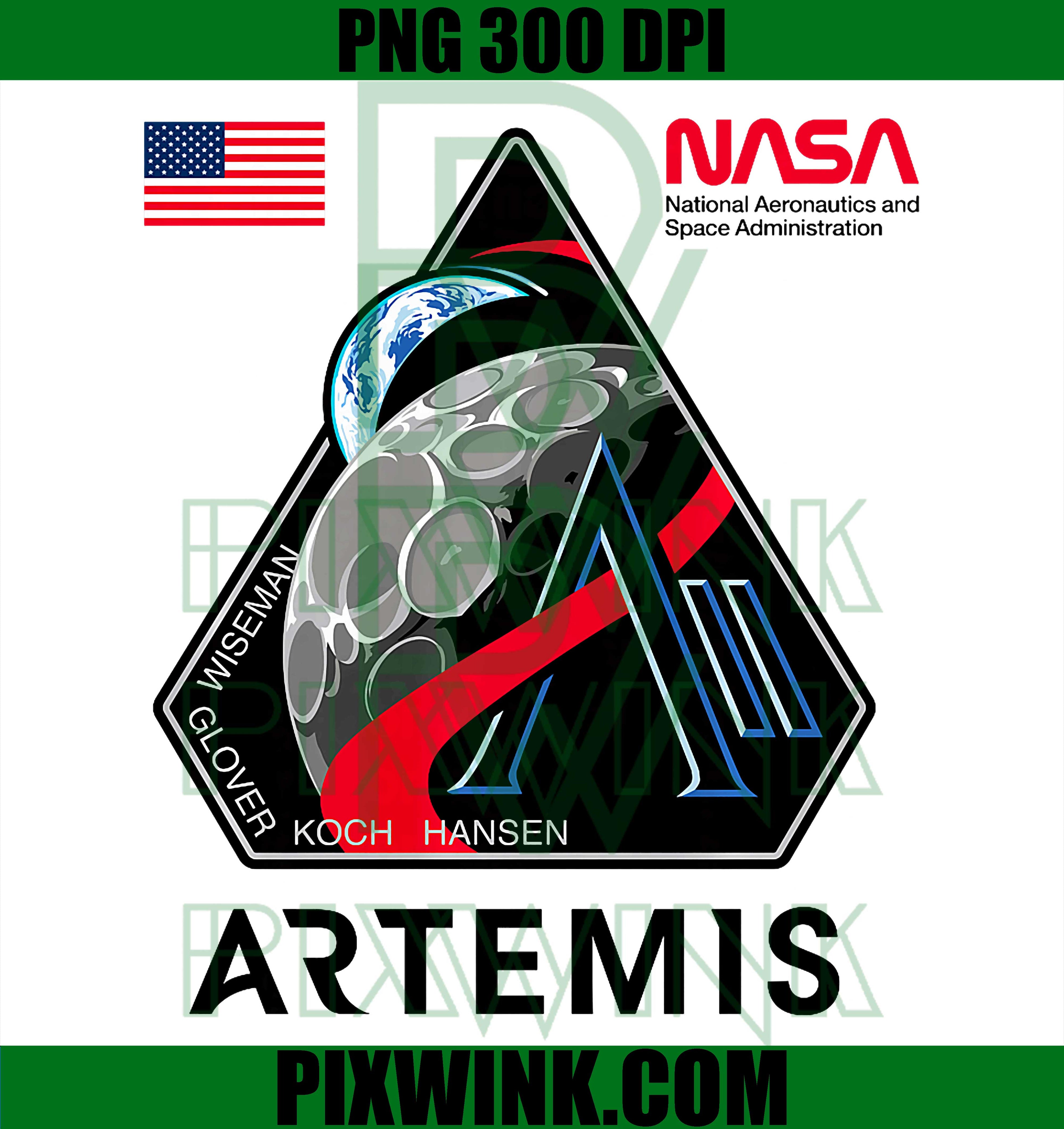 NASA Artemis II Mission Patch PNG, Moon Space Program 2026 Logo Design PNG