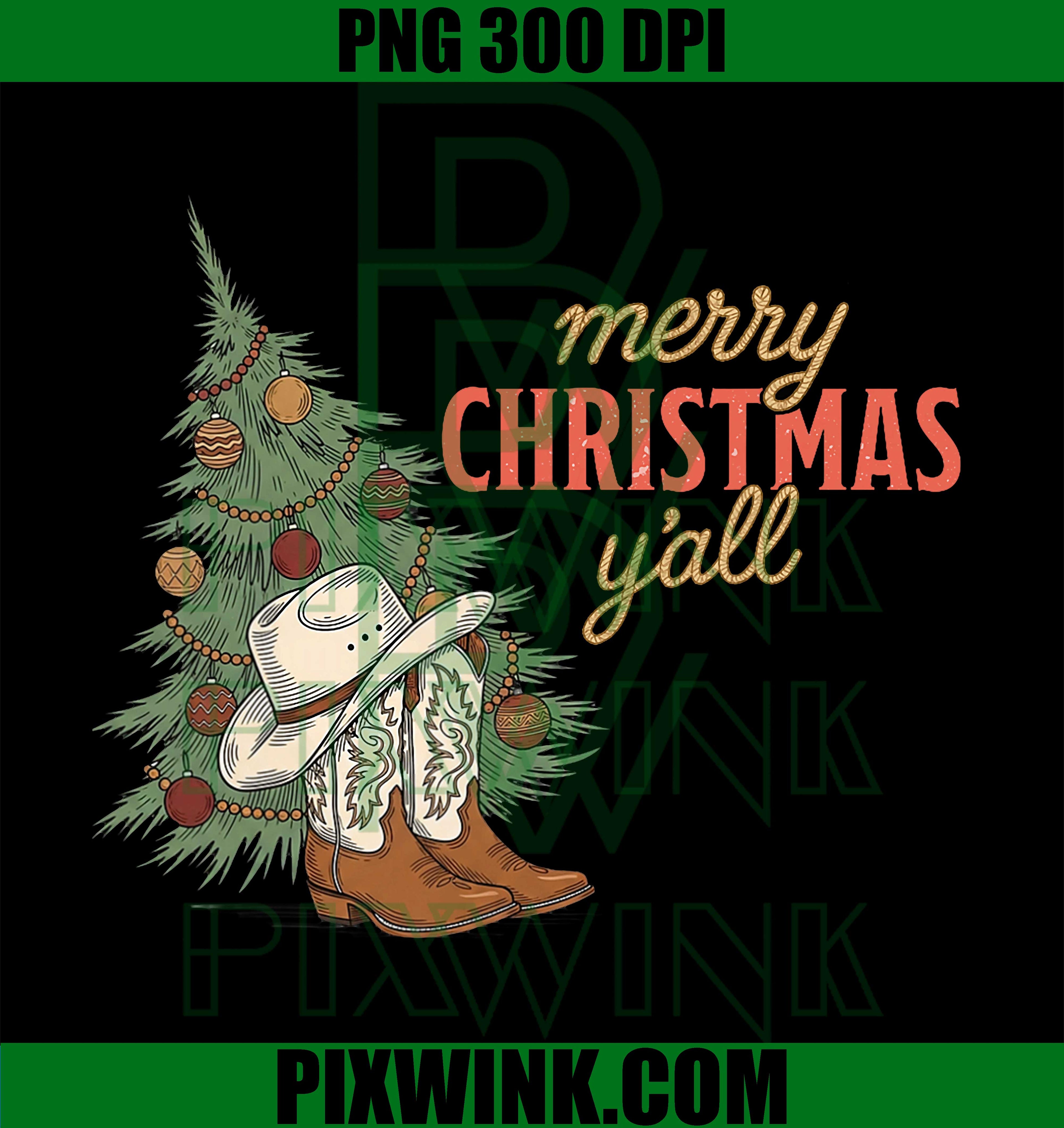 Merry Christmas Y’All Western Cowboy Holiday PNG