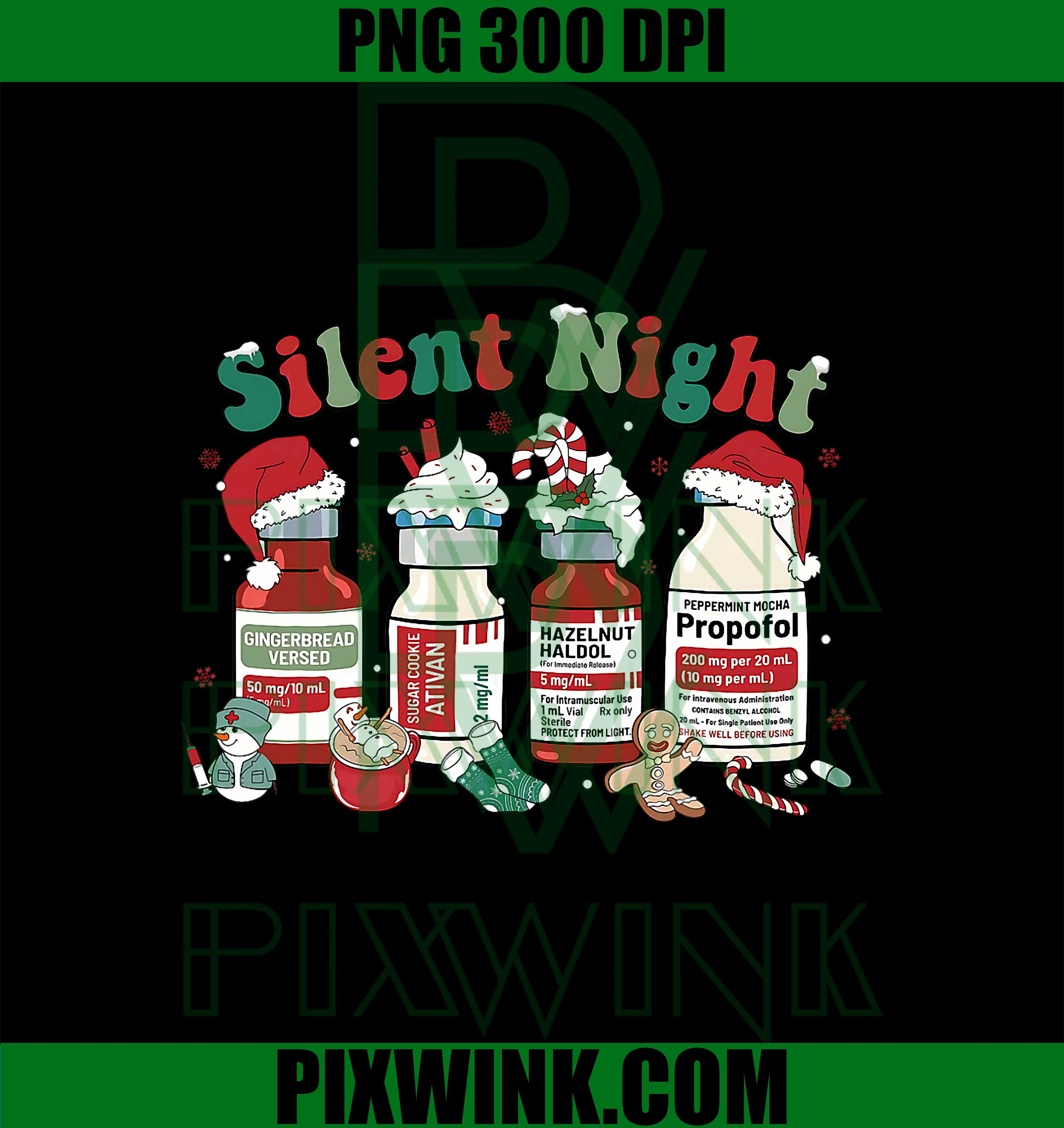 Retro Propofol Silent Night ICU Nurses PNG, Funny Merry Christmas PNG