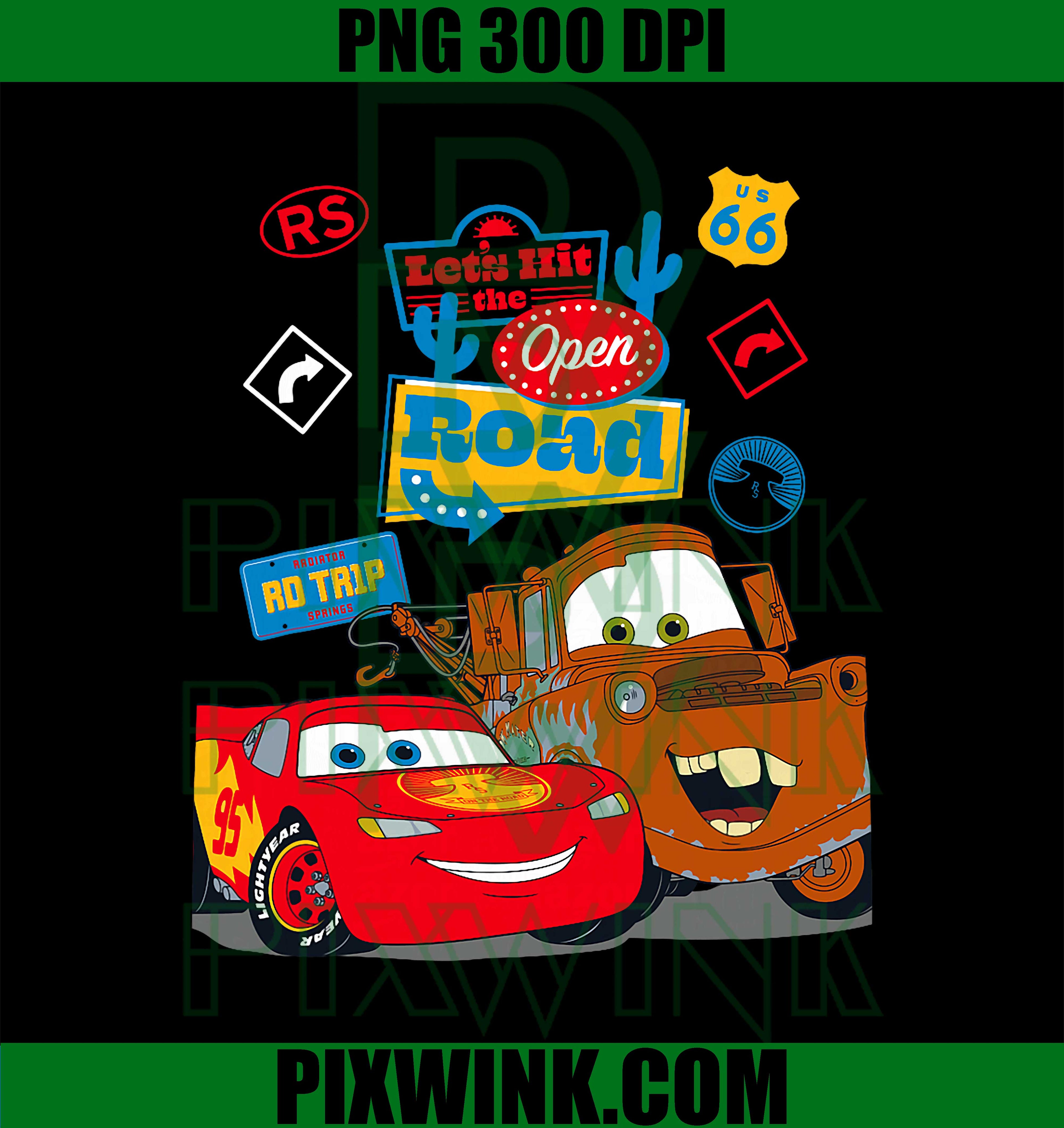 Disney Pixar Cars McQueen and Mater Roadtrip PNG