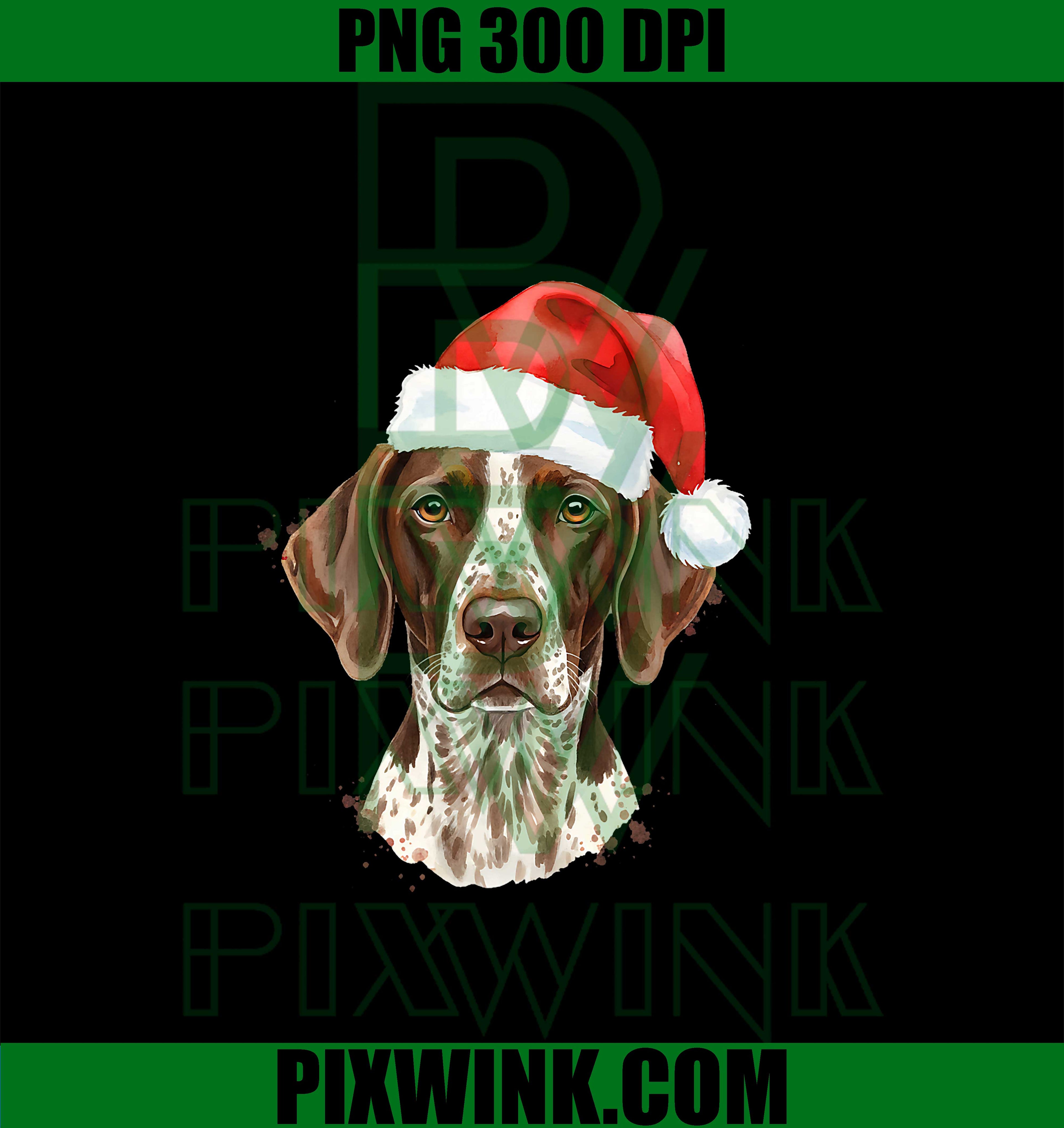 Santa German Shorthaired Pointer Christmas PNG, Winter GSP Dog PNG