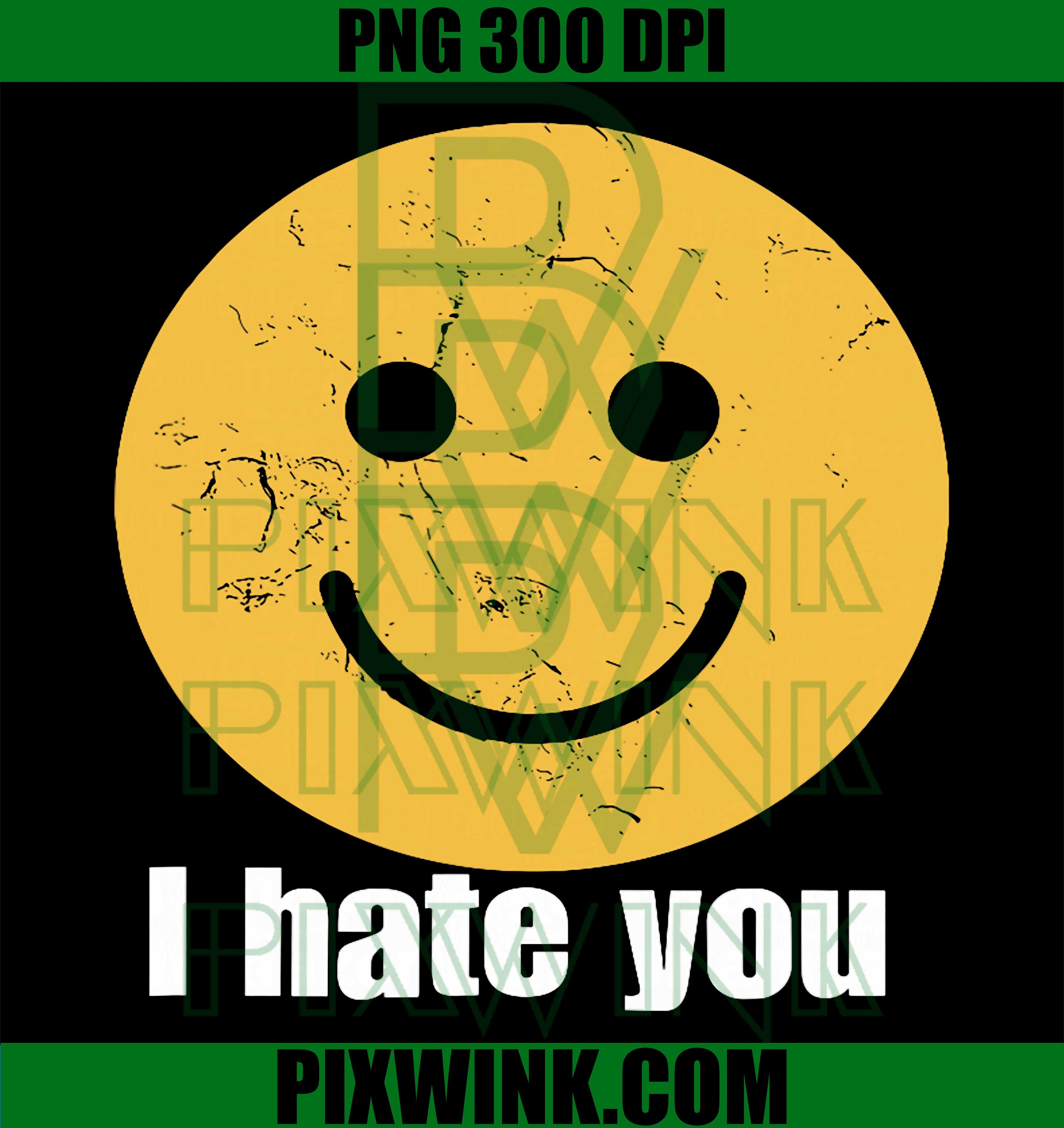 I Hate You PNG, Vintage Smile PNG, Yellow Happy Face PNG