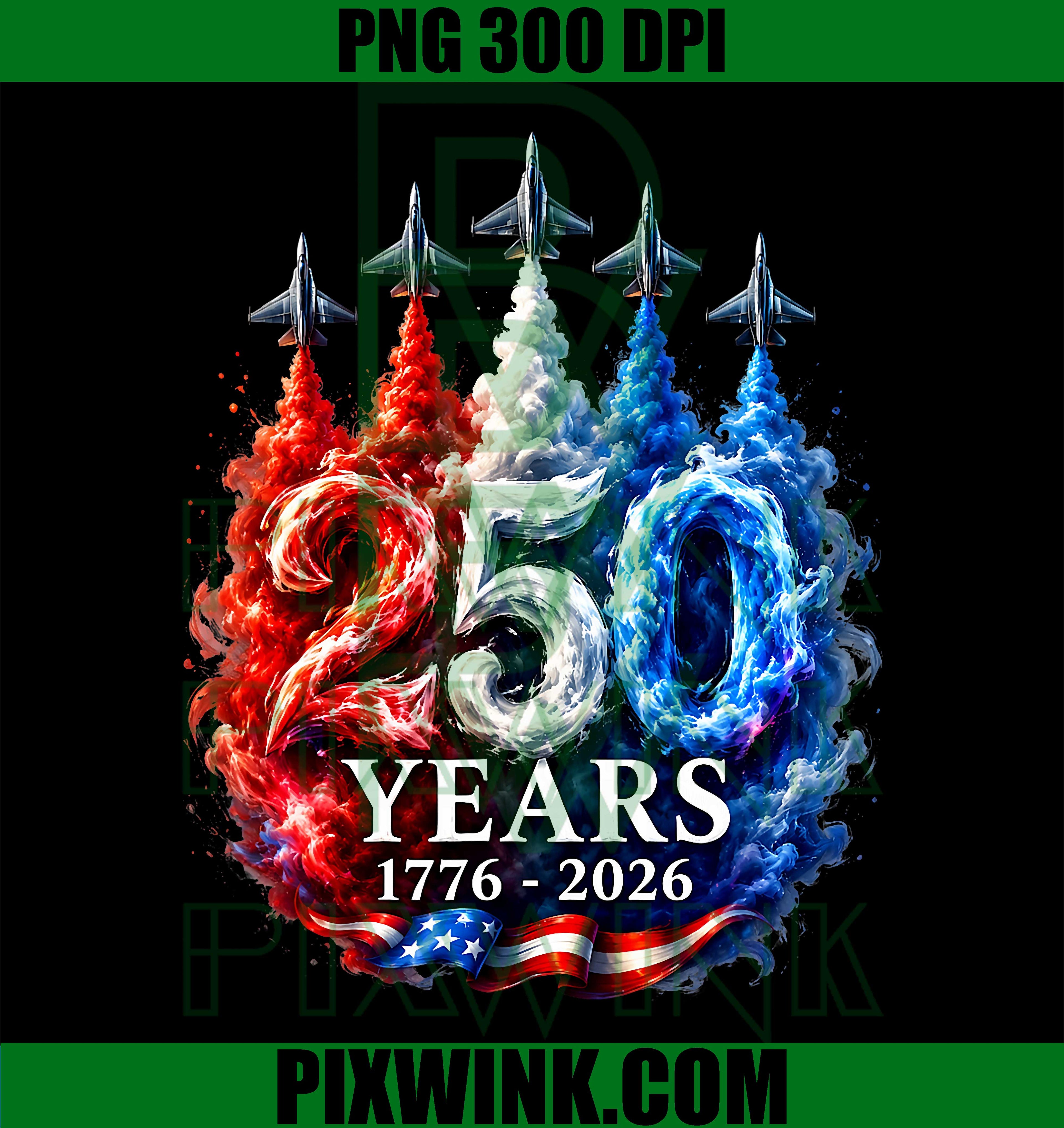 250 Years Jets Patriotic Fighter Flyover PNG, USA Anniversary Graphic PNG