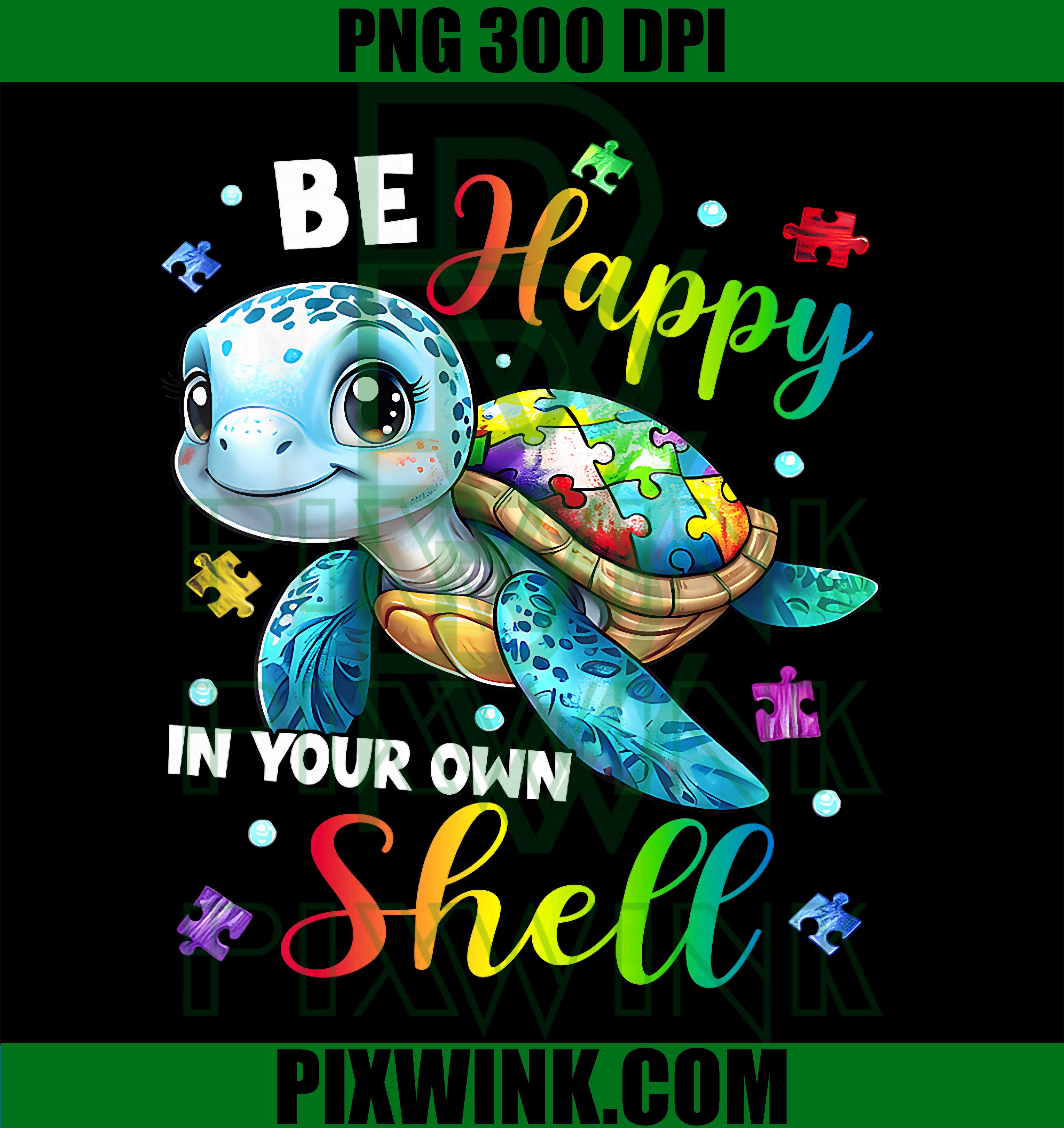 Autism Awareness PNG, Rainbow Turtle PNG, Inspirational Quote PNG
