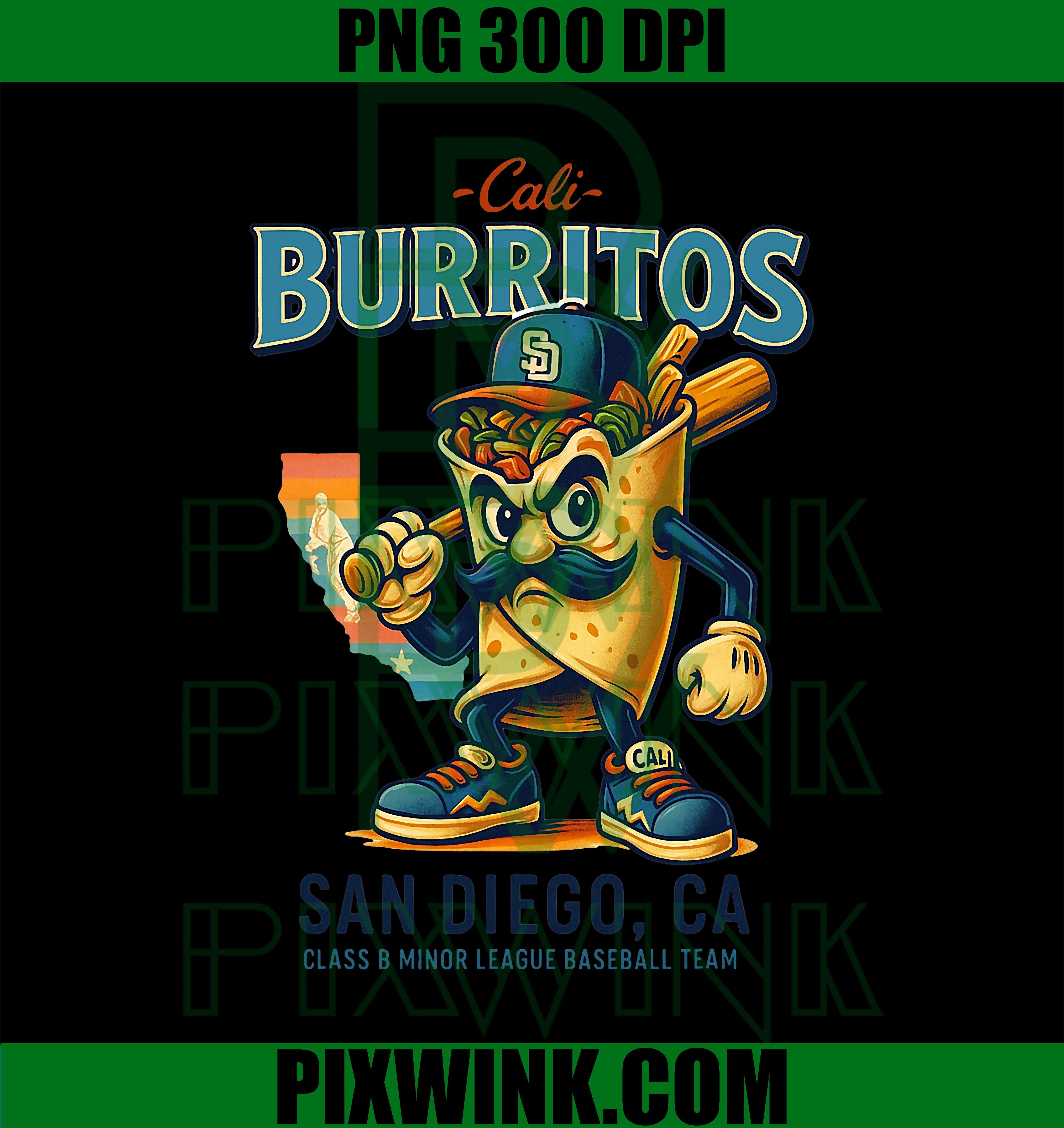 Funny Cali Burritos Baseball PNG, Minor League Baseball Parody Graphic PNG