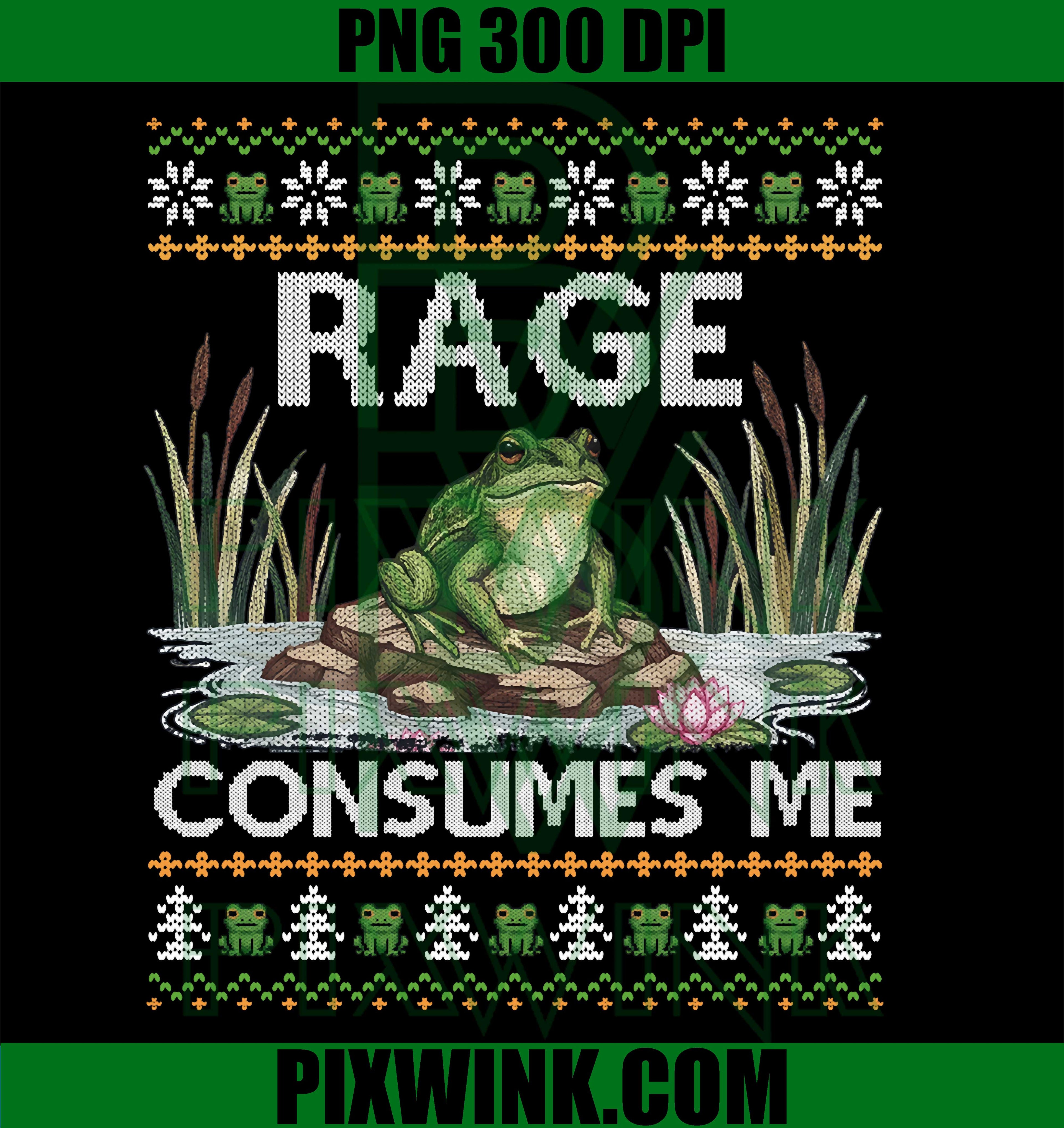 Rage Consumes Me, Funny Frog Meme Christmas Ugly PNG