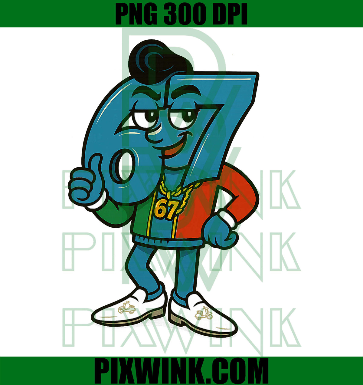Retro Six Seven Sessantasette 67 Meme PNG, Funny Italian Brainrot PNG