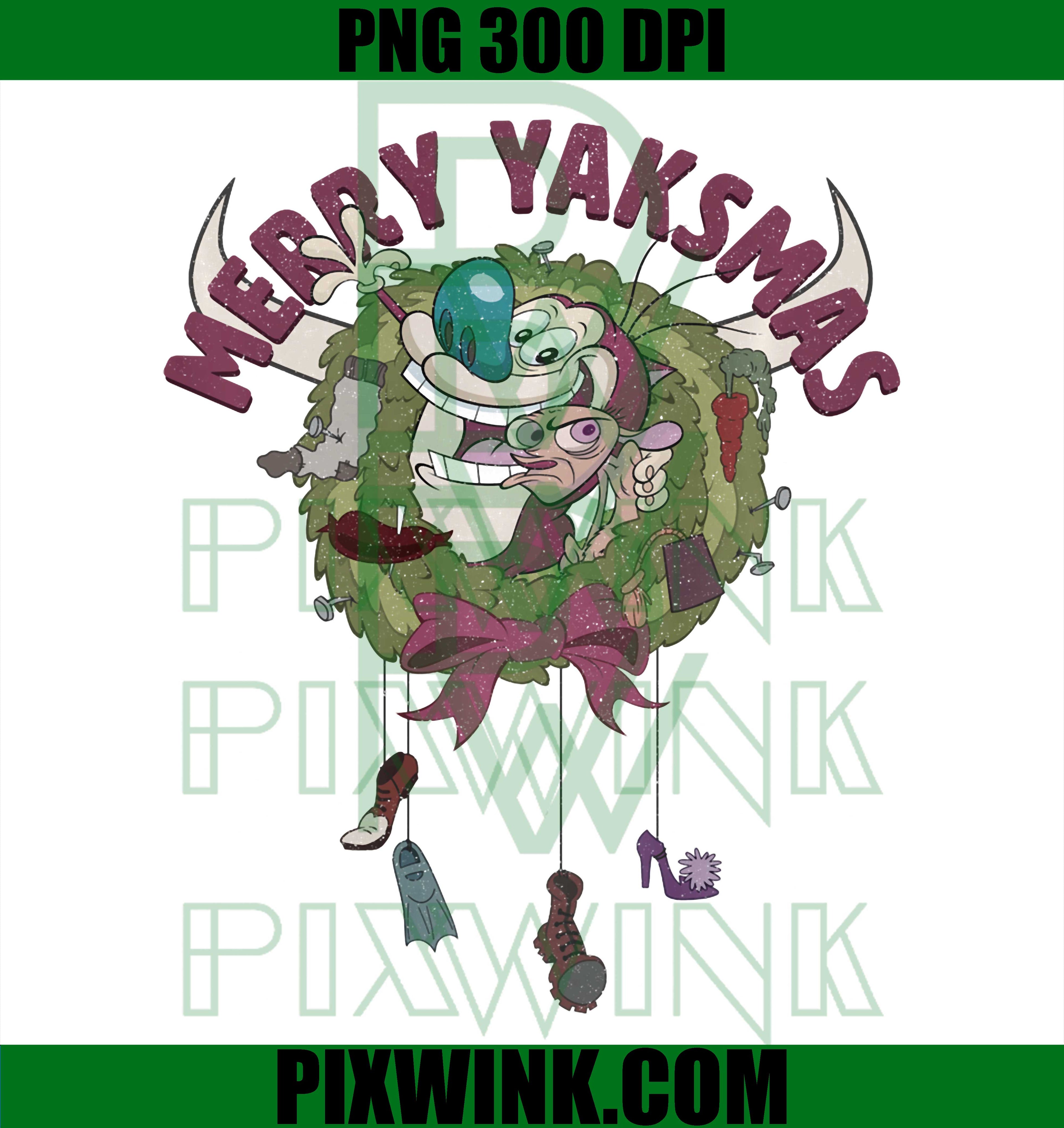 Ren Stimpy Christmas Yaksmas PNG, Holiday Wreath Cartoon PNG