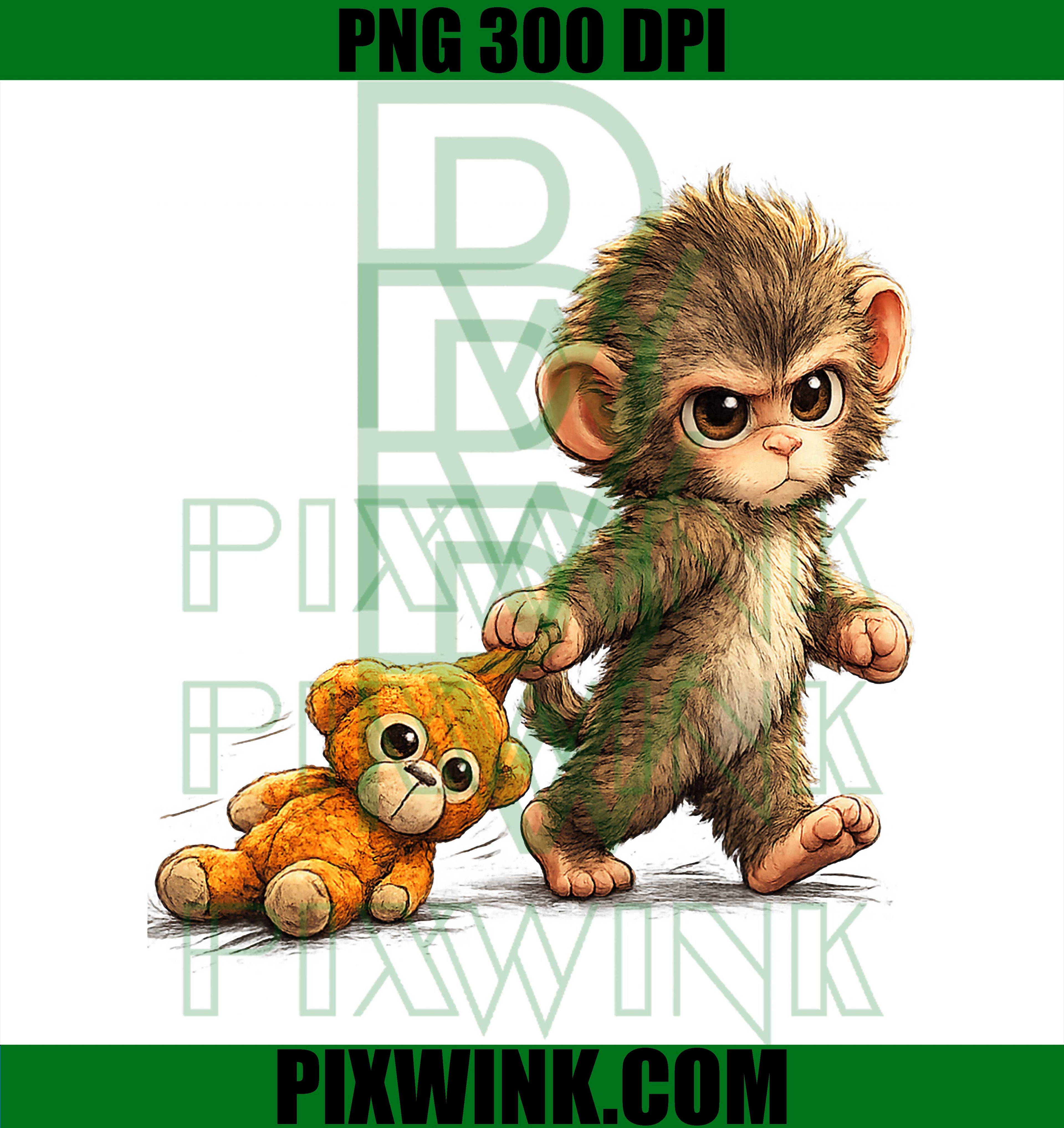 Cute Baby Monkey Punch PNG, Viral Japan Zoo Monkey Design PNG