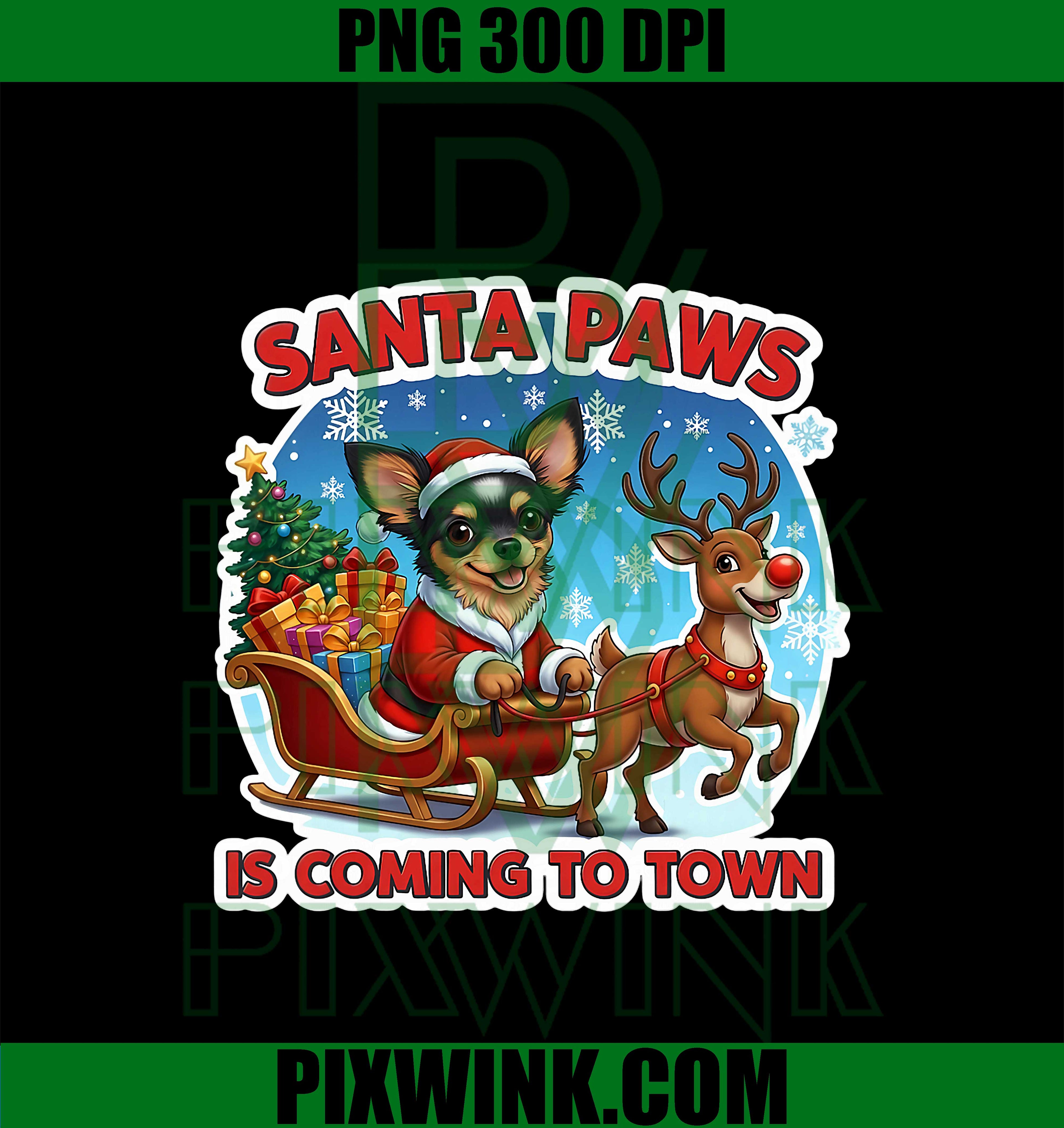 Santa Paws is Coming to Town Christmas PNG, Russian Toy Dog Owner PNG