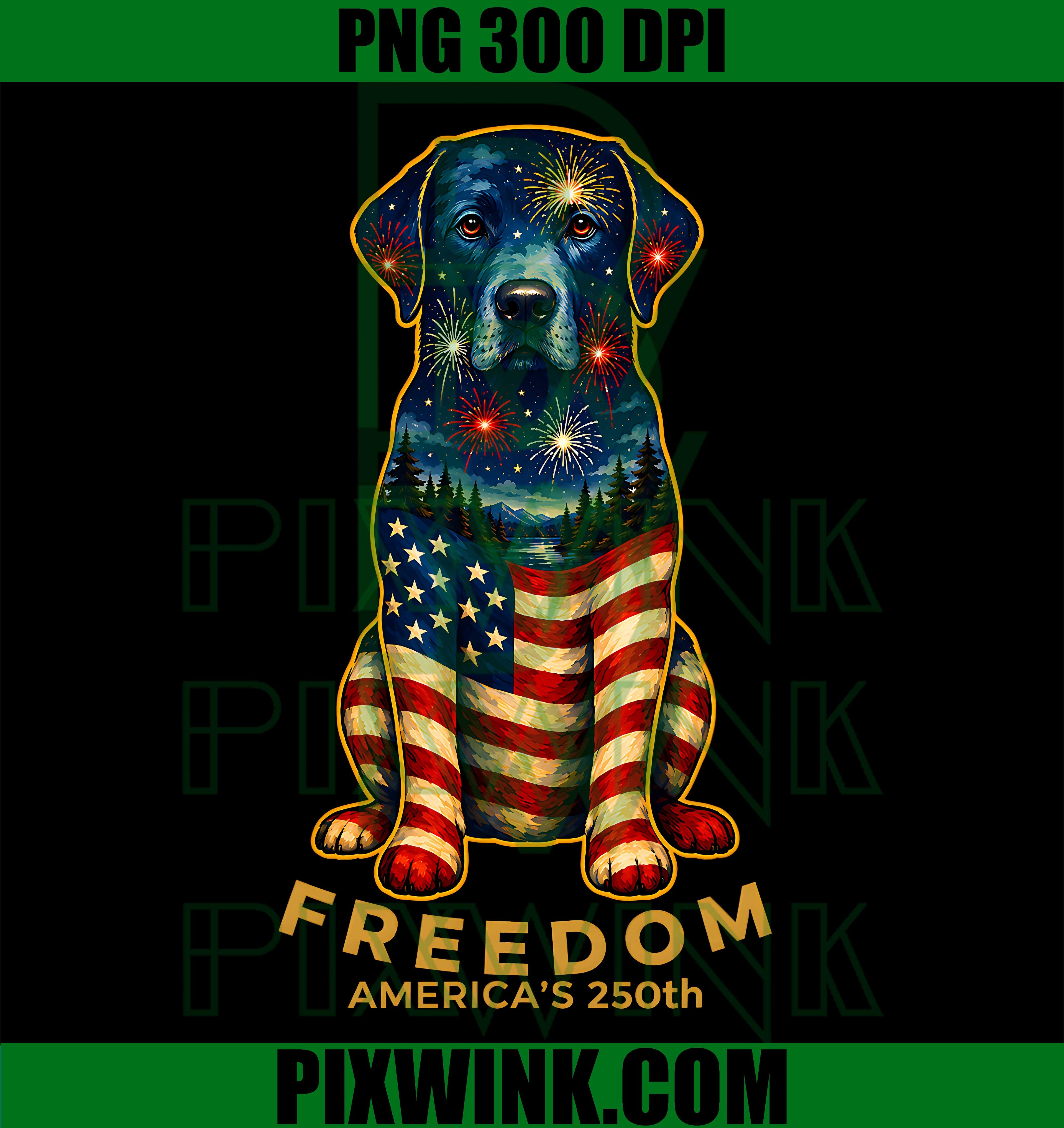 Freedom America 250th Labrador PNG, US Flag 2026 Patriotic PNG
