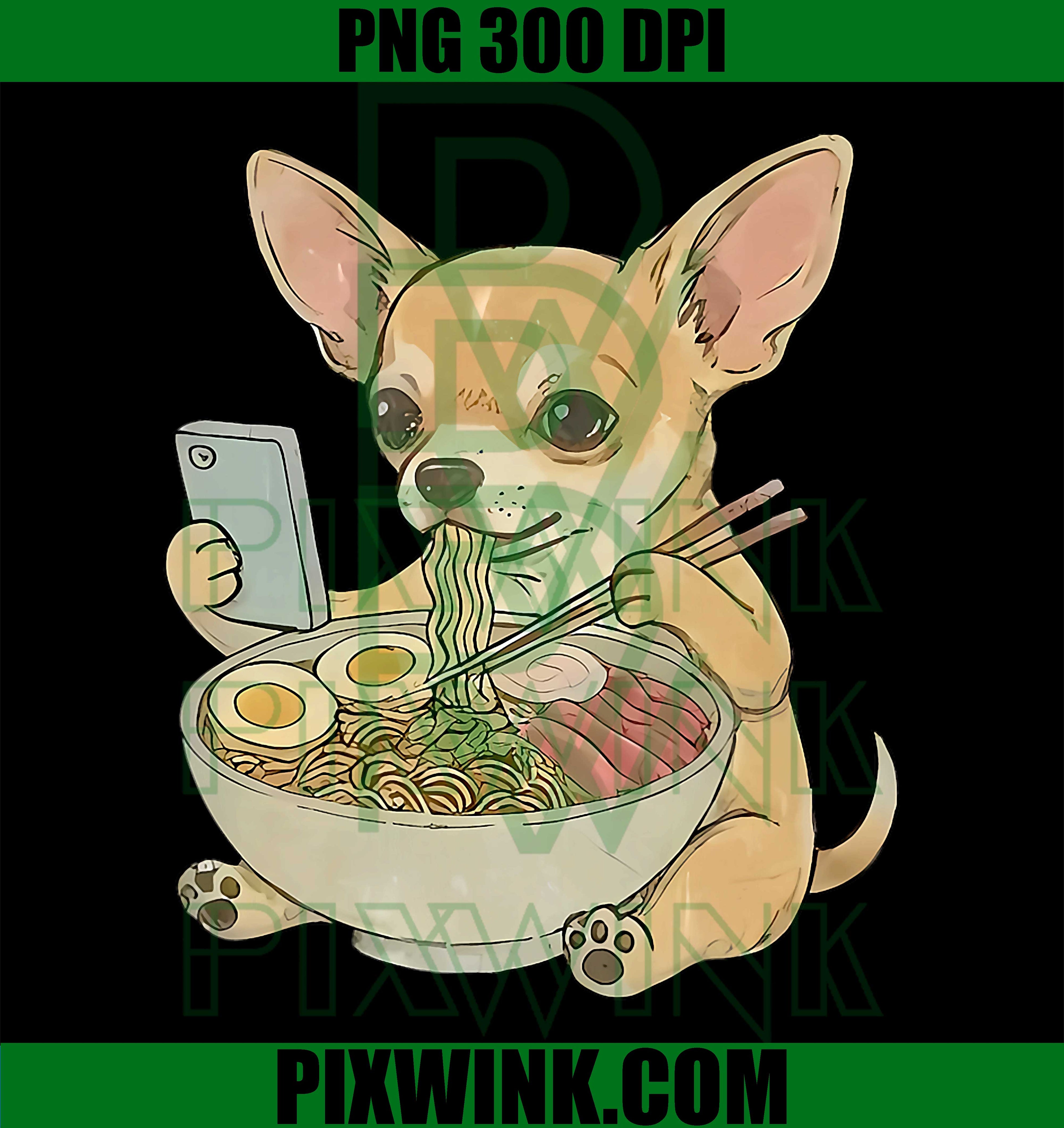Dog Eating Ramen, Funny Chihuahua Meme PNG