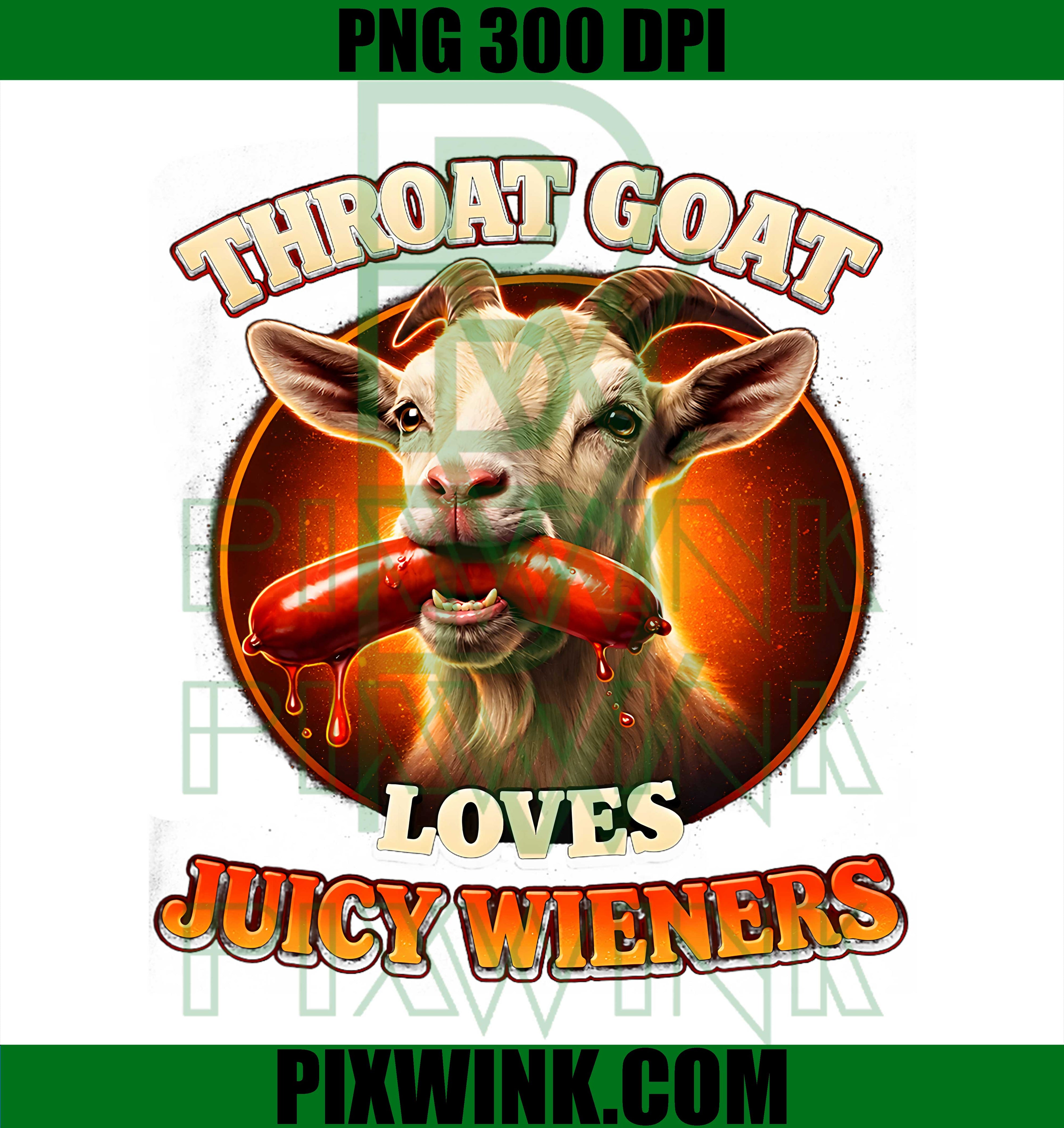 Funny Goat Swallows Juicy Wieners PNG, Inappropriate Adult Meme PNG