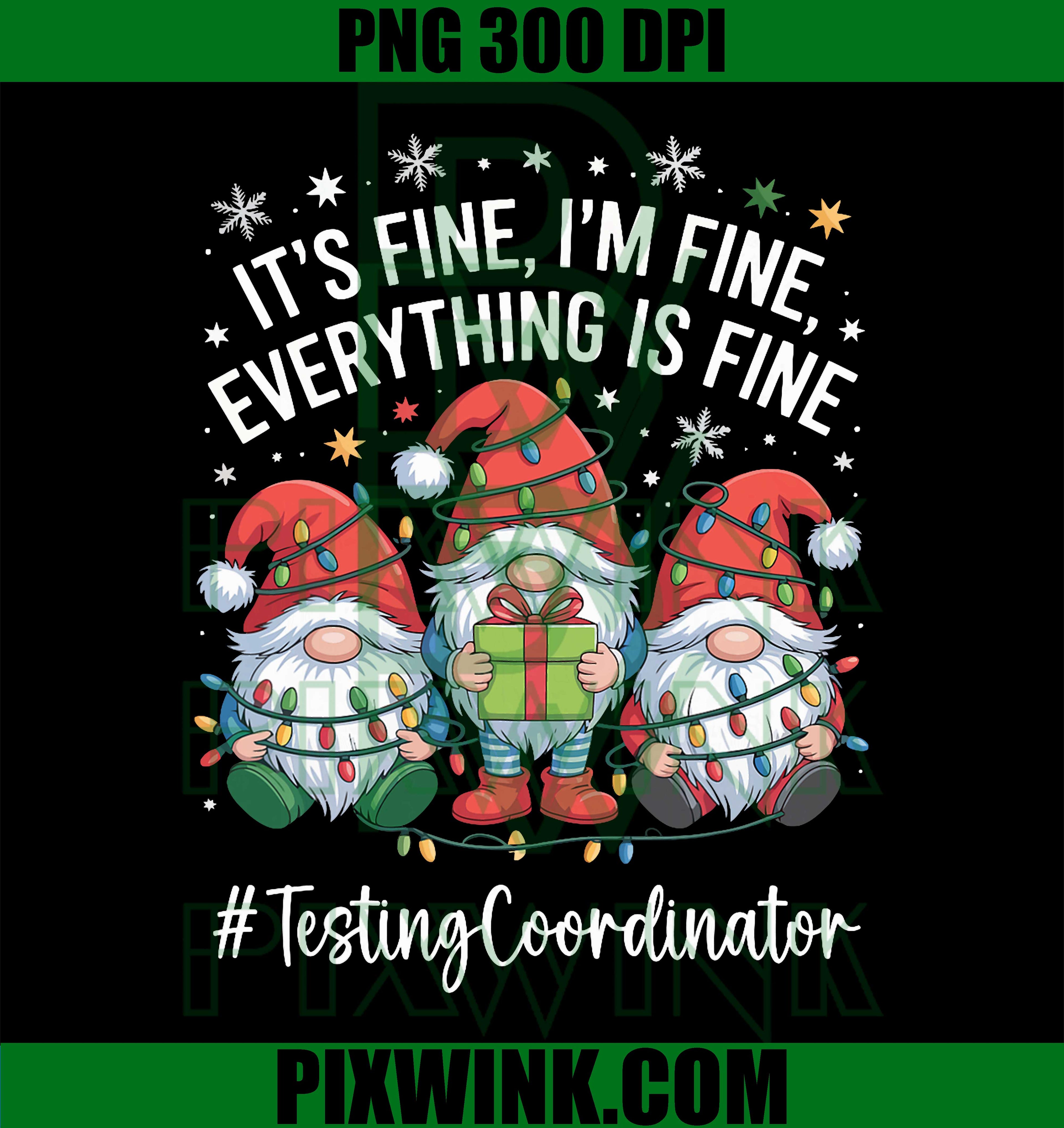 Testing Coordinator Gnome Everything is Fine, Funny Christmas PNG