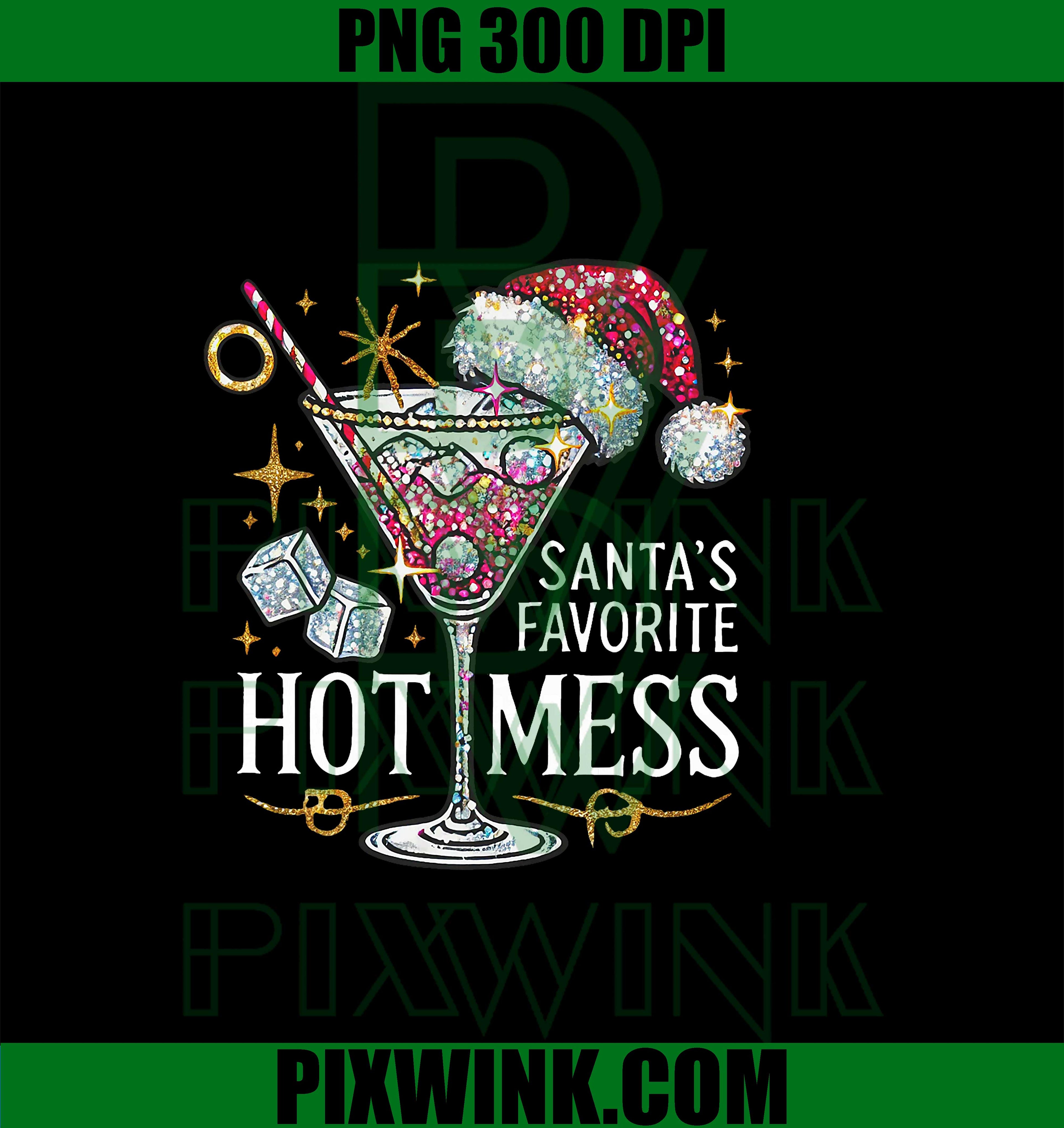 Santa's Hot Mess Drinking Holiday PNG, Xmas Martini Margarita PNG