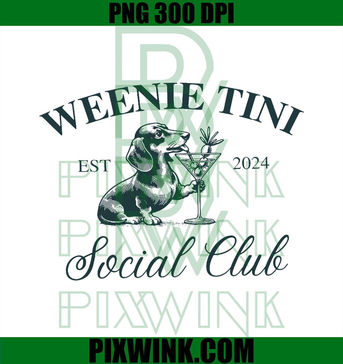 Weenie Tini Social Club PNG, Dachshund Weiner Dog PNG