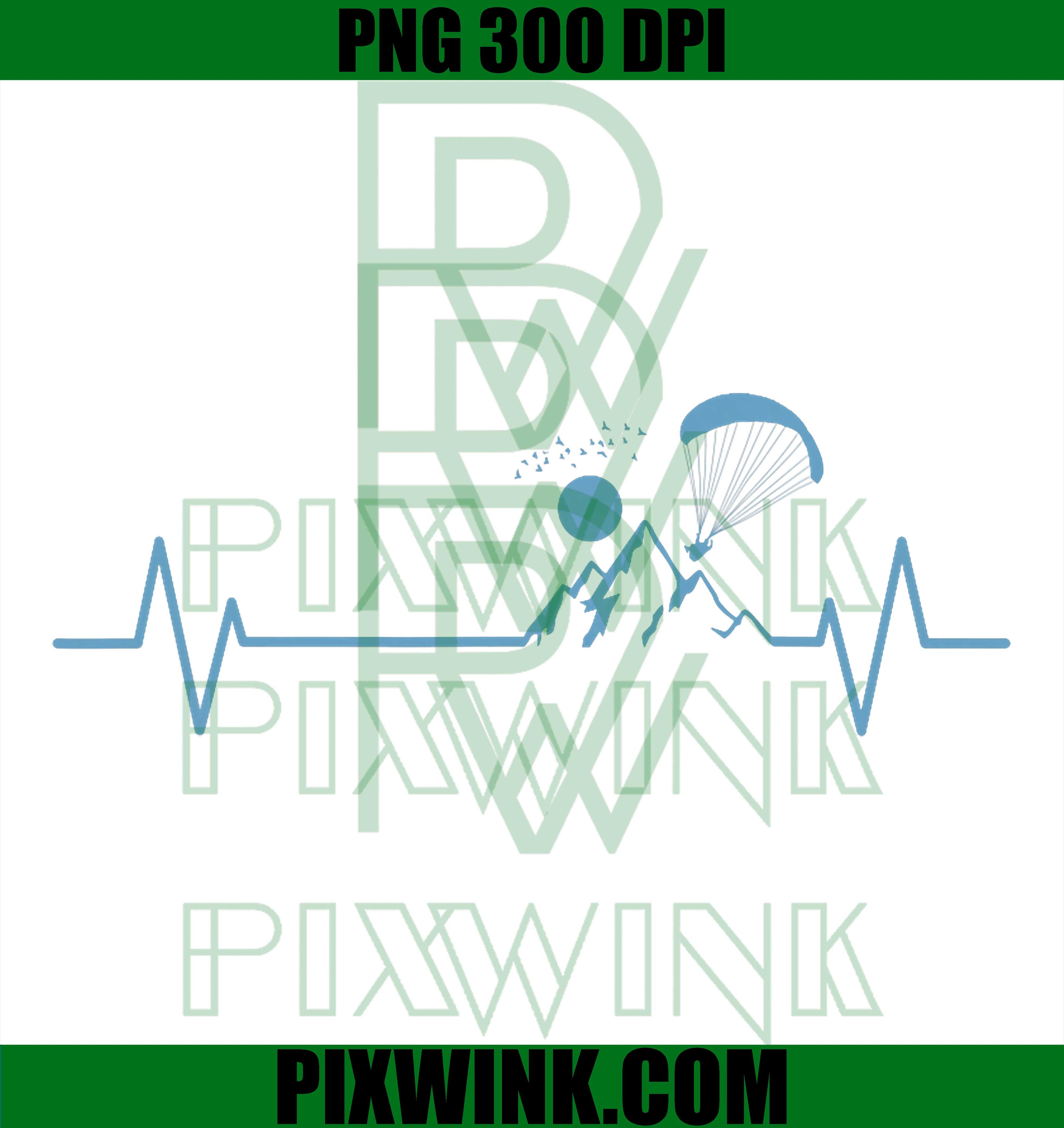 Paragliding Heartbeat Line PNG, Extreme Sports Pulse Design PNG
