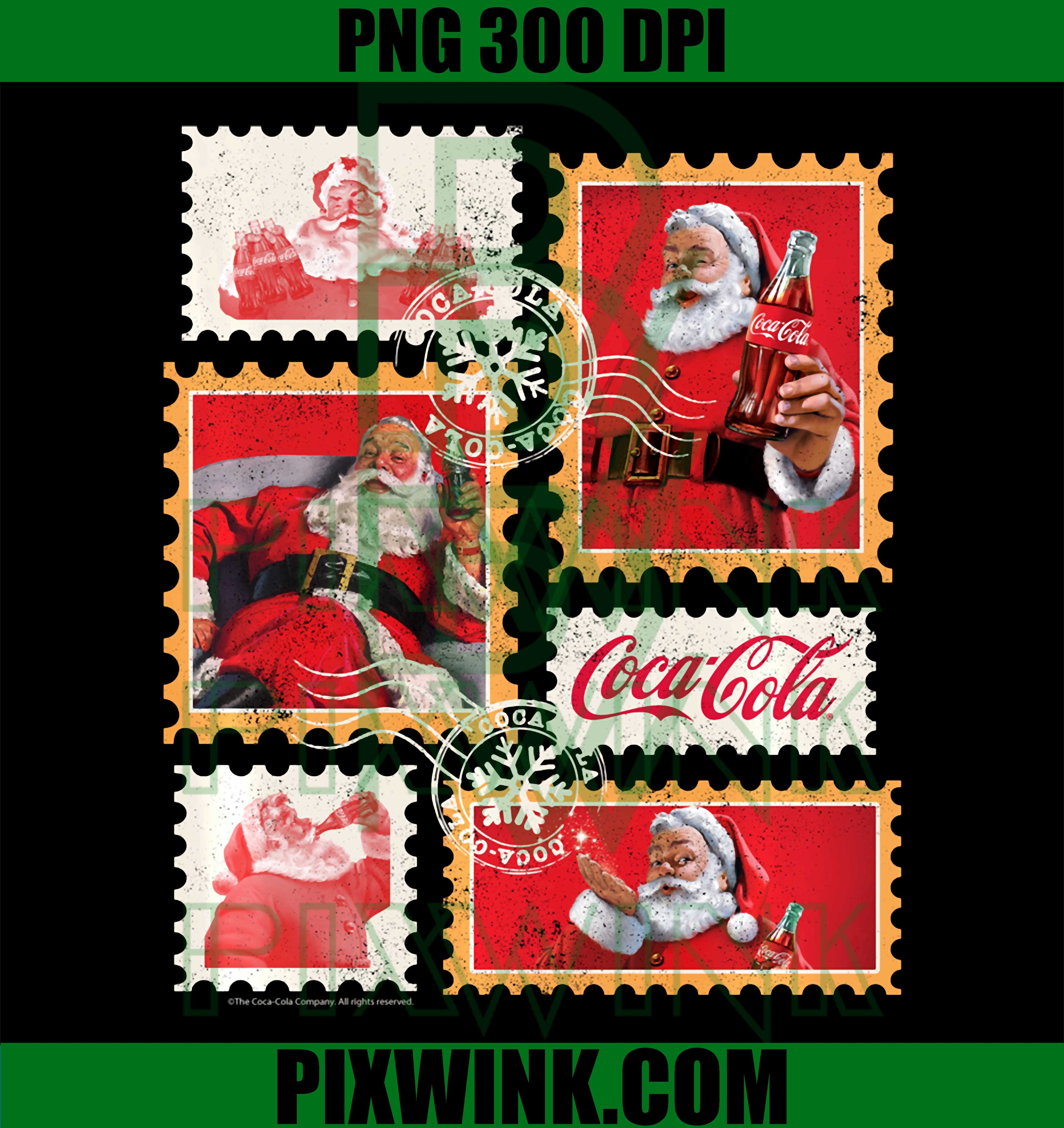 Coca Cola Stamp Collage PNG, Holidays Coca Cola PNG