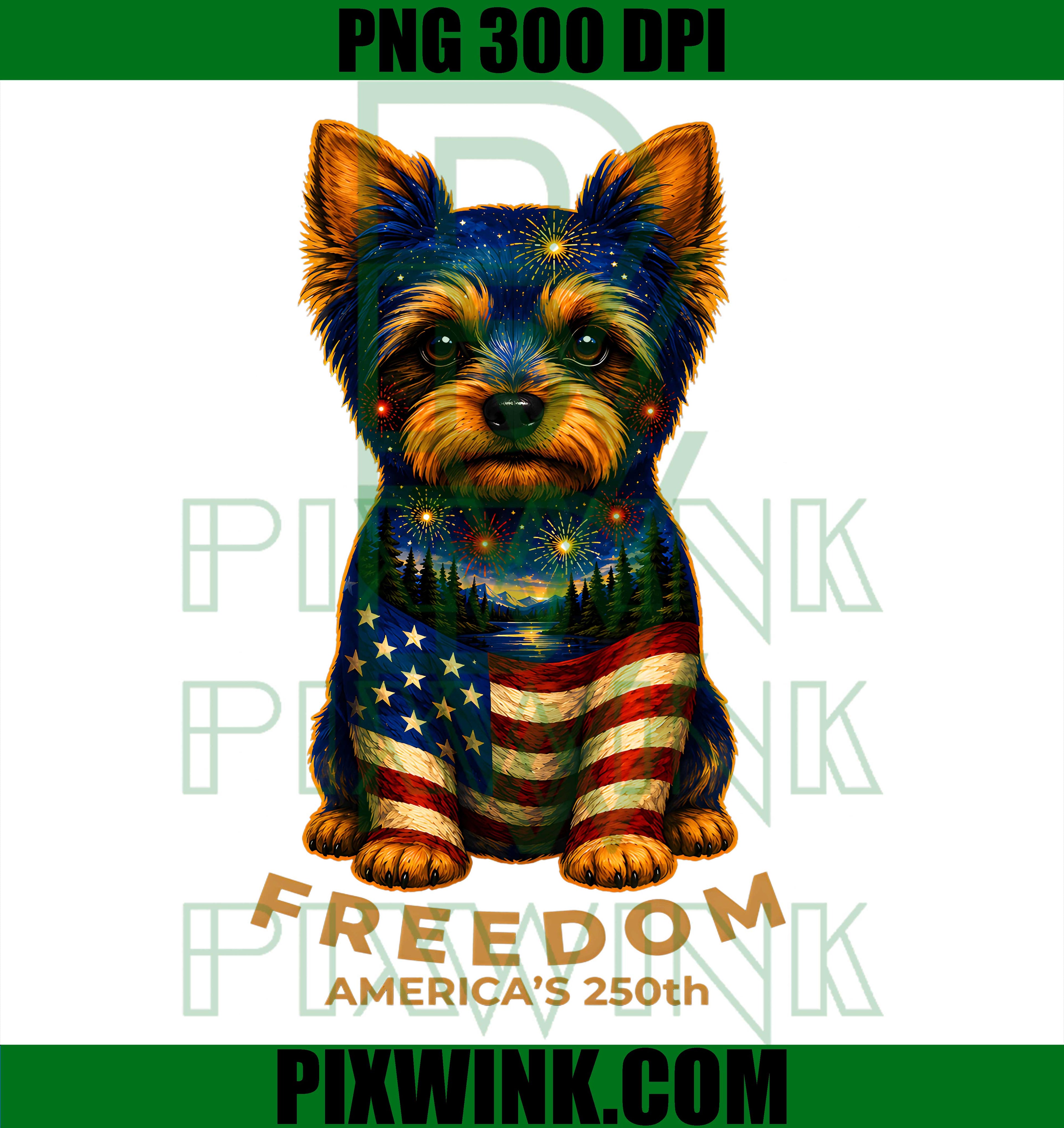Freedom America 250th Yorkie PNG, US Flag Patriotic 2026 PNG