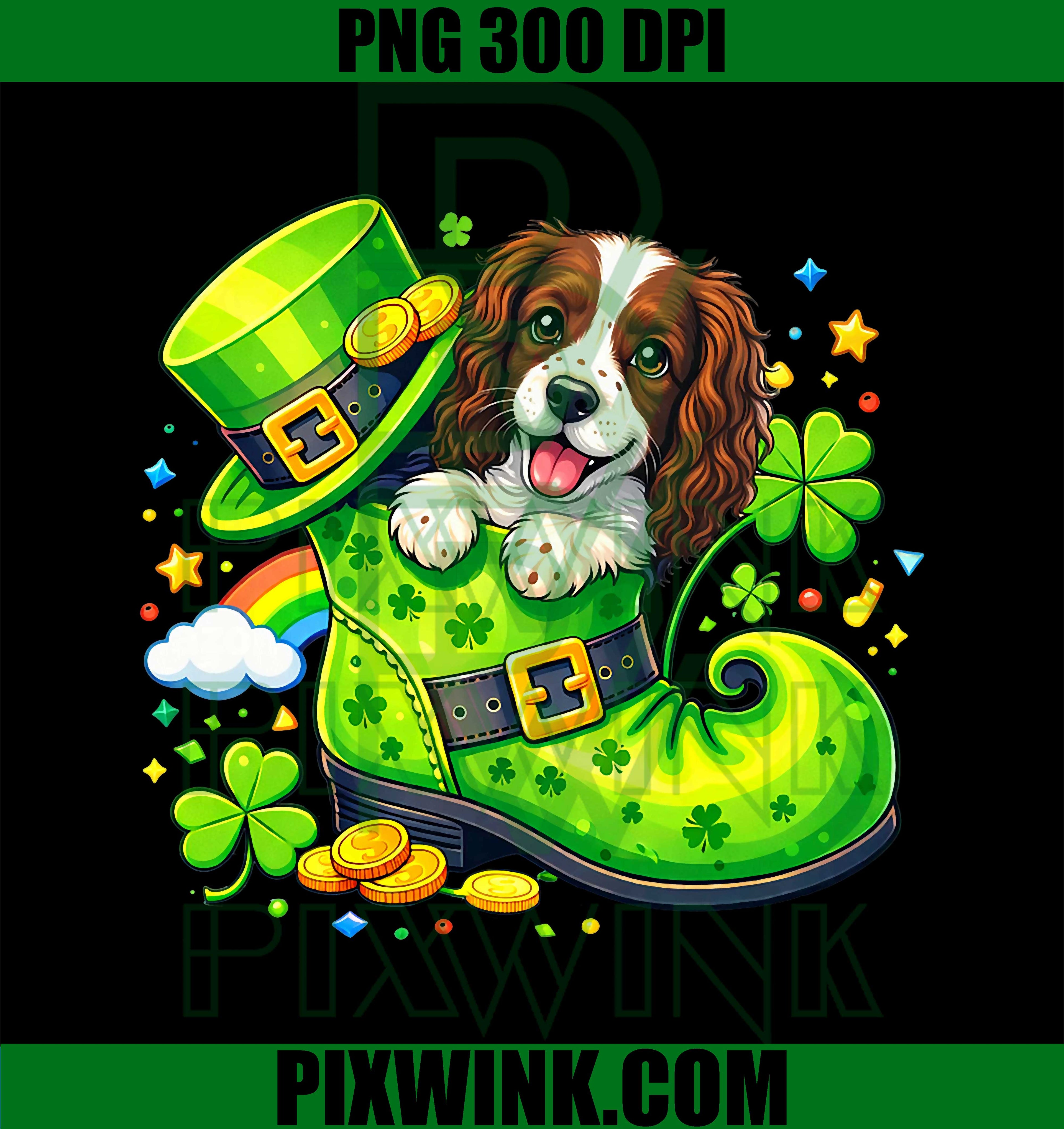 Springer Spaniel Leprechaun Shoe PNG, St Patrick’s Day Dog Lover PNG