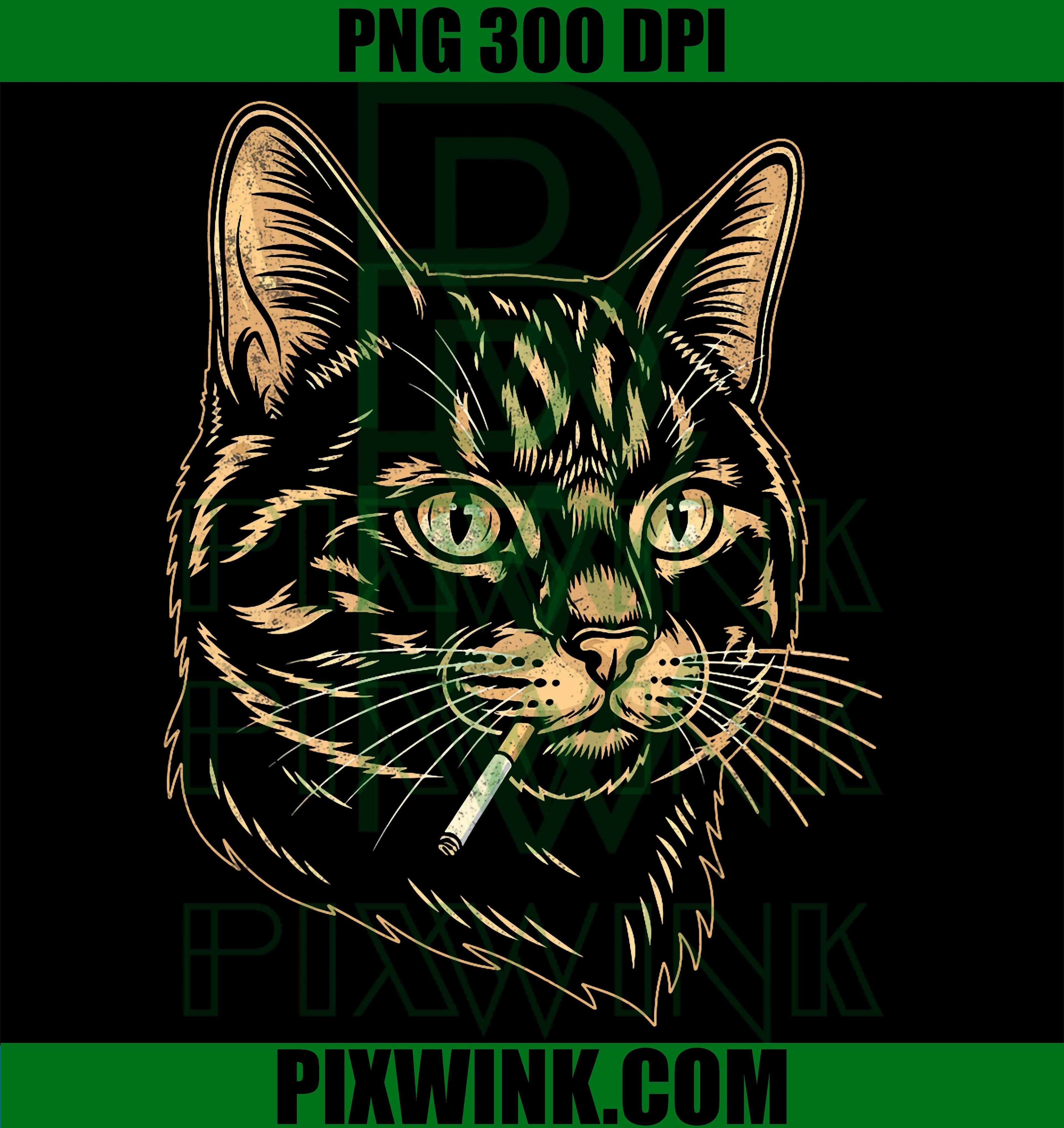 Funny Cat Smoking Cigarette PNG, Meme Smoking Cat Graphic PNG