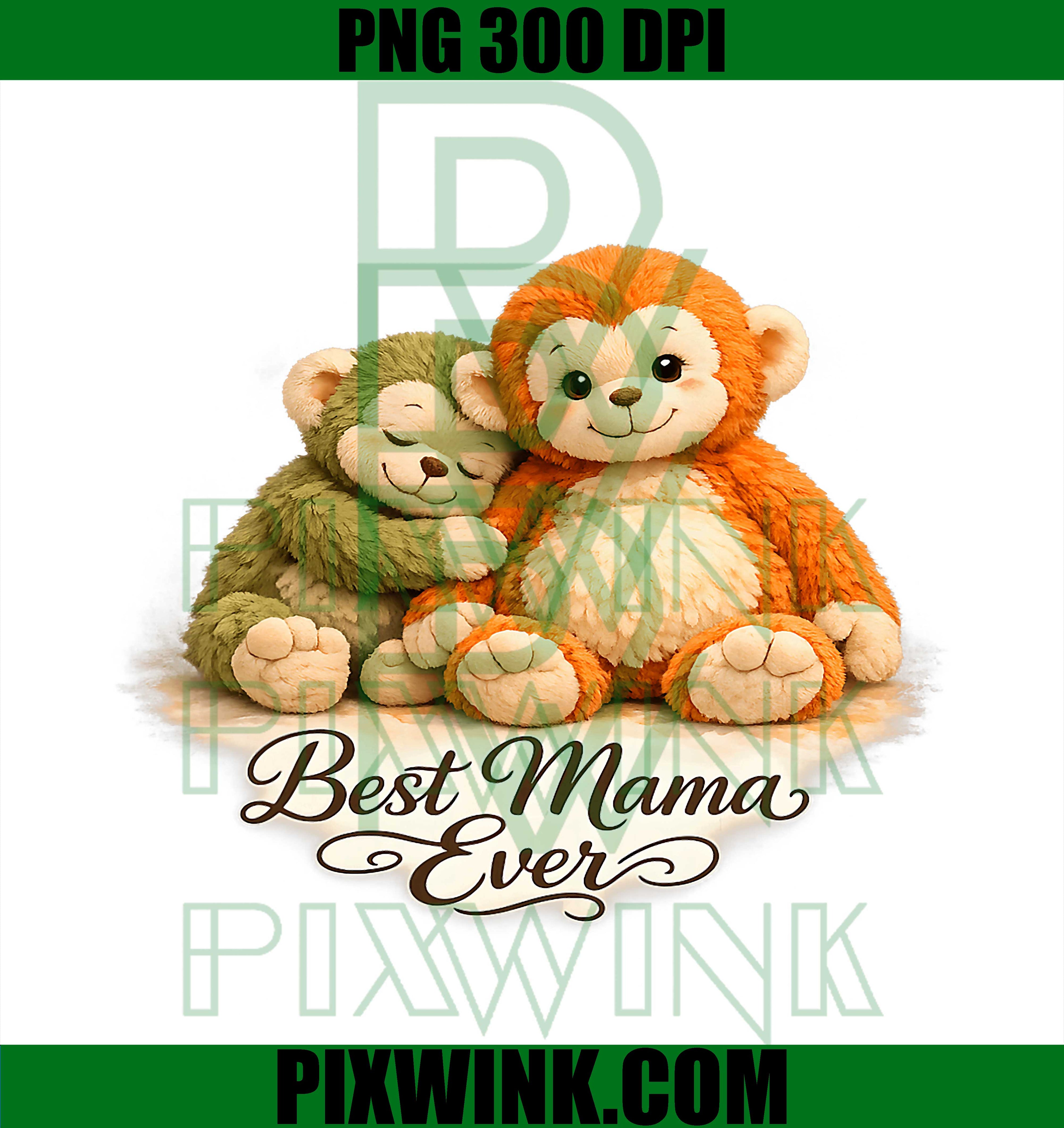Cute Baby Punch Monkey PNG, Best Mama Ever Hug Plush Monkey PNG