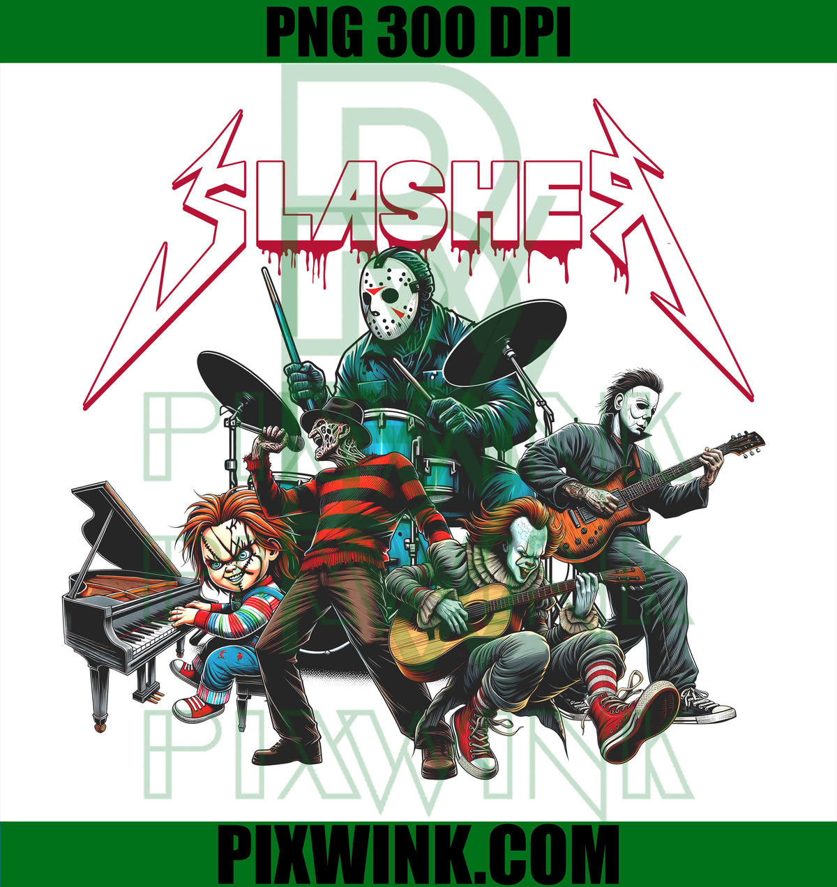 Slasher Band PNG, Horror Rock PNG, Halloween Musical Villains PNG