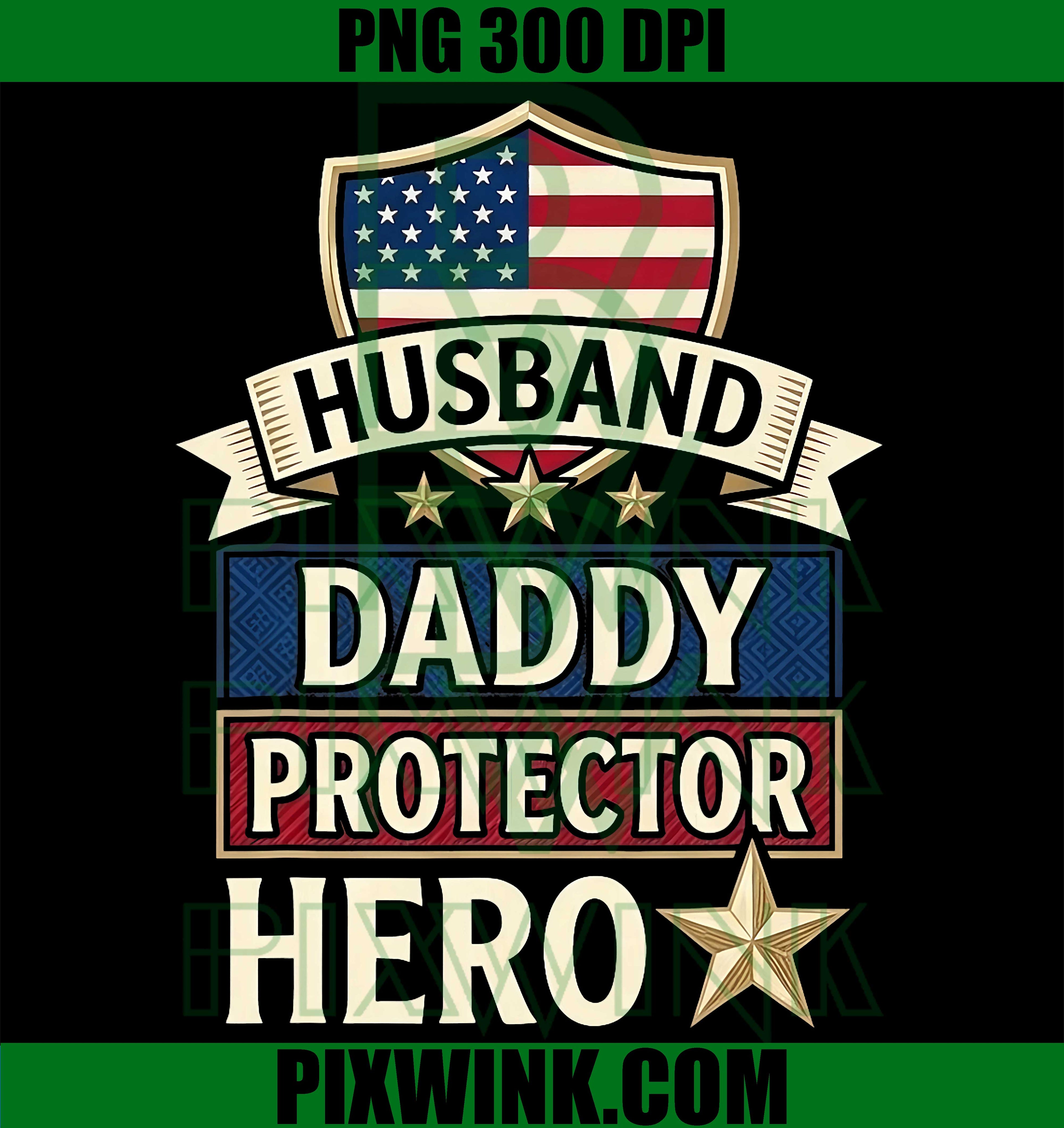 Retro Husband Daddy Hero PNG, Fathers Day American Flag PNG