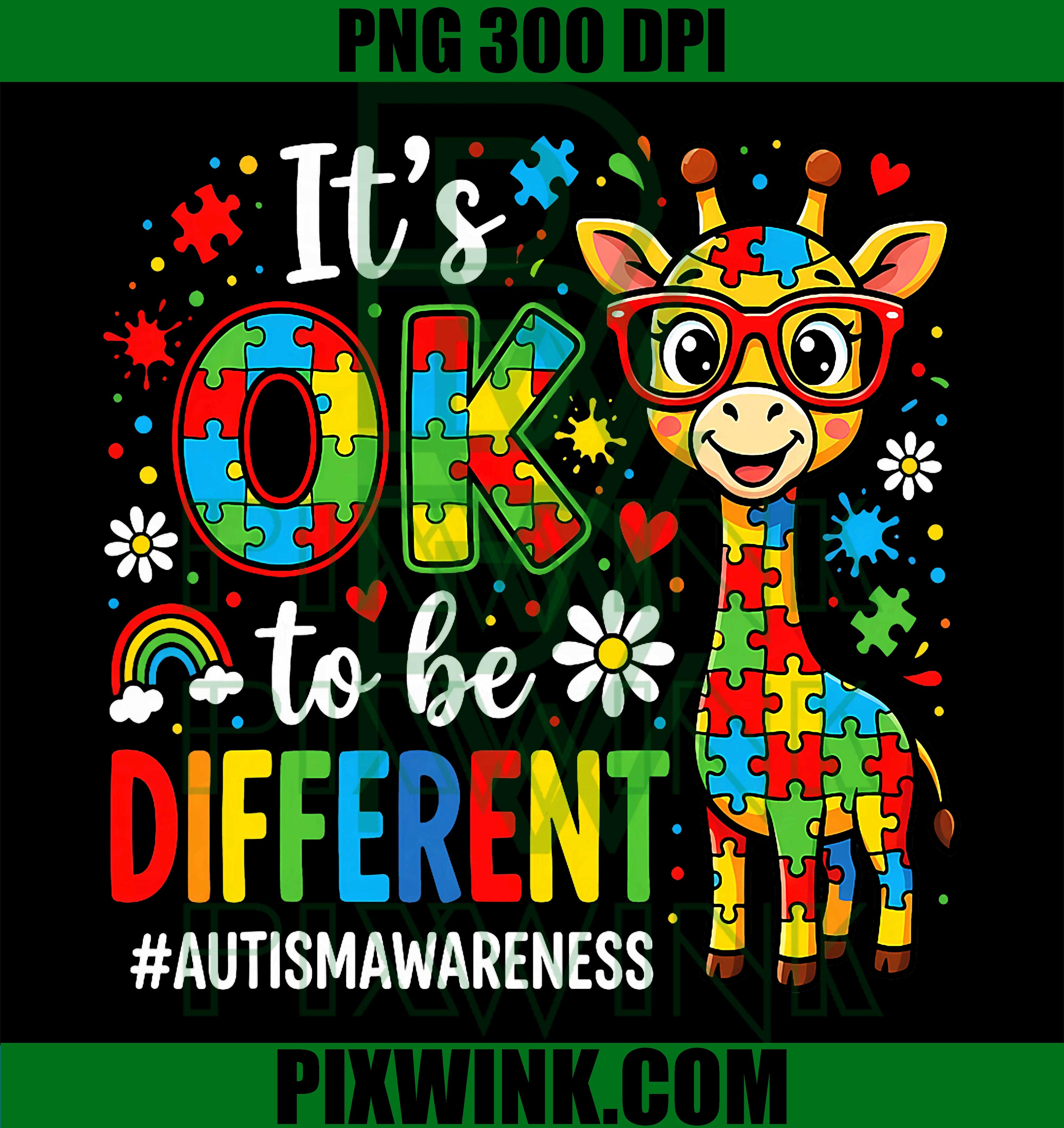 Autism Awareness PNG, Giraffe Puzzle PNG, Be Different PNG