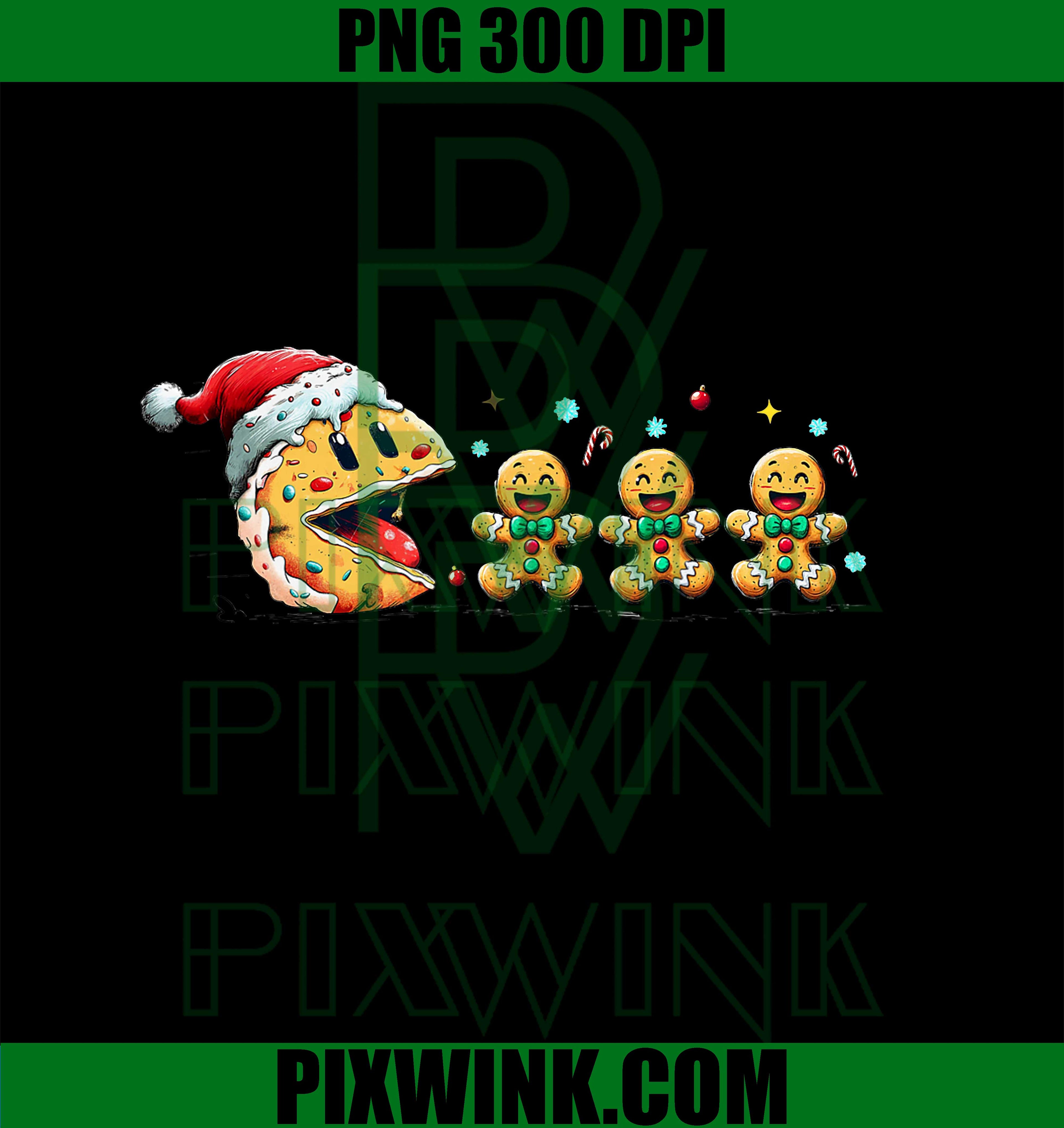 Funny Holiday Cookie Monster and Running Gingerbread Cookies PNG