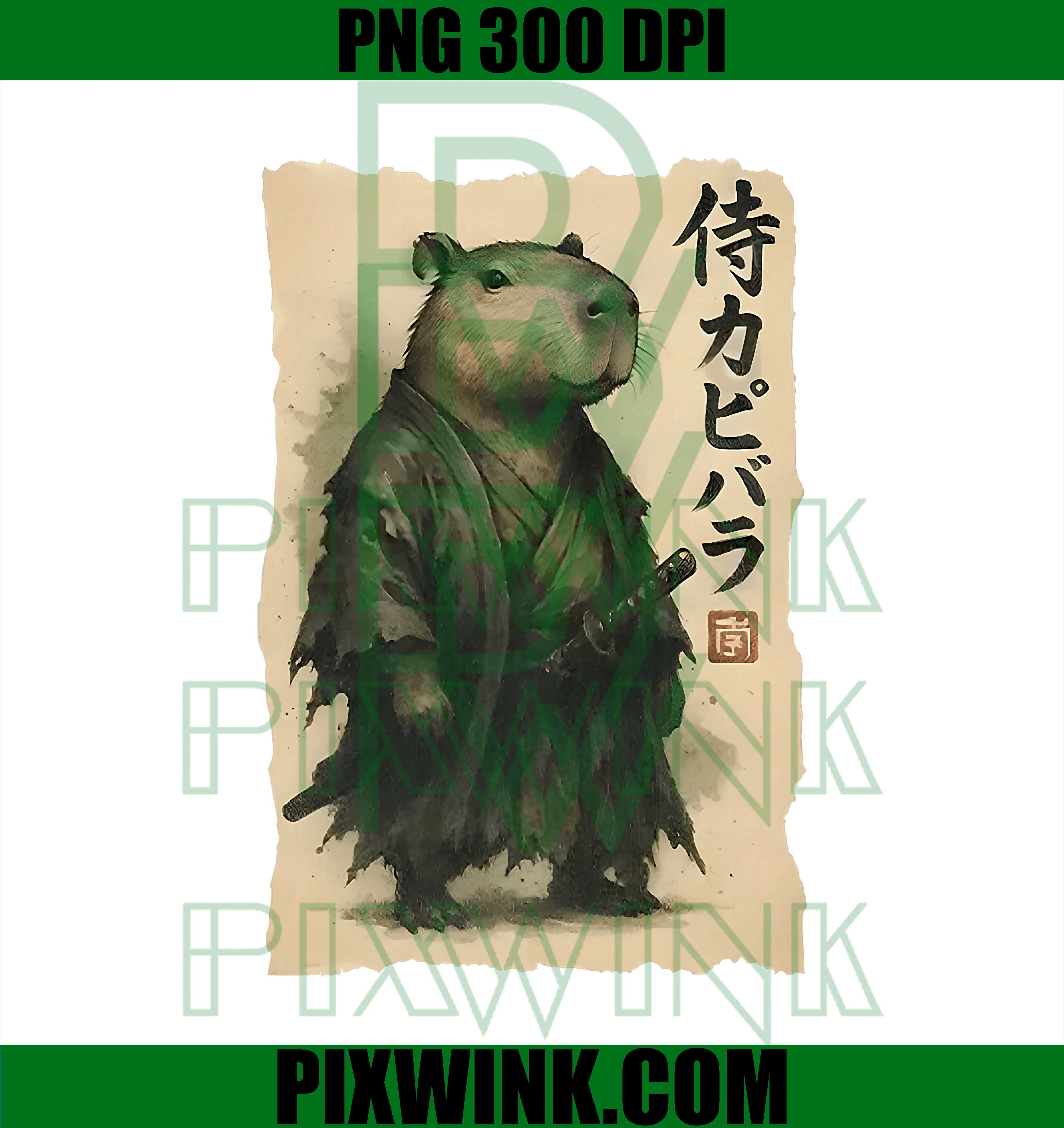 Samurai Capybara PNG, Funny Capybara Japanese Animal PNG