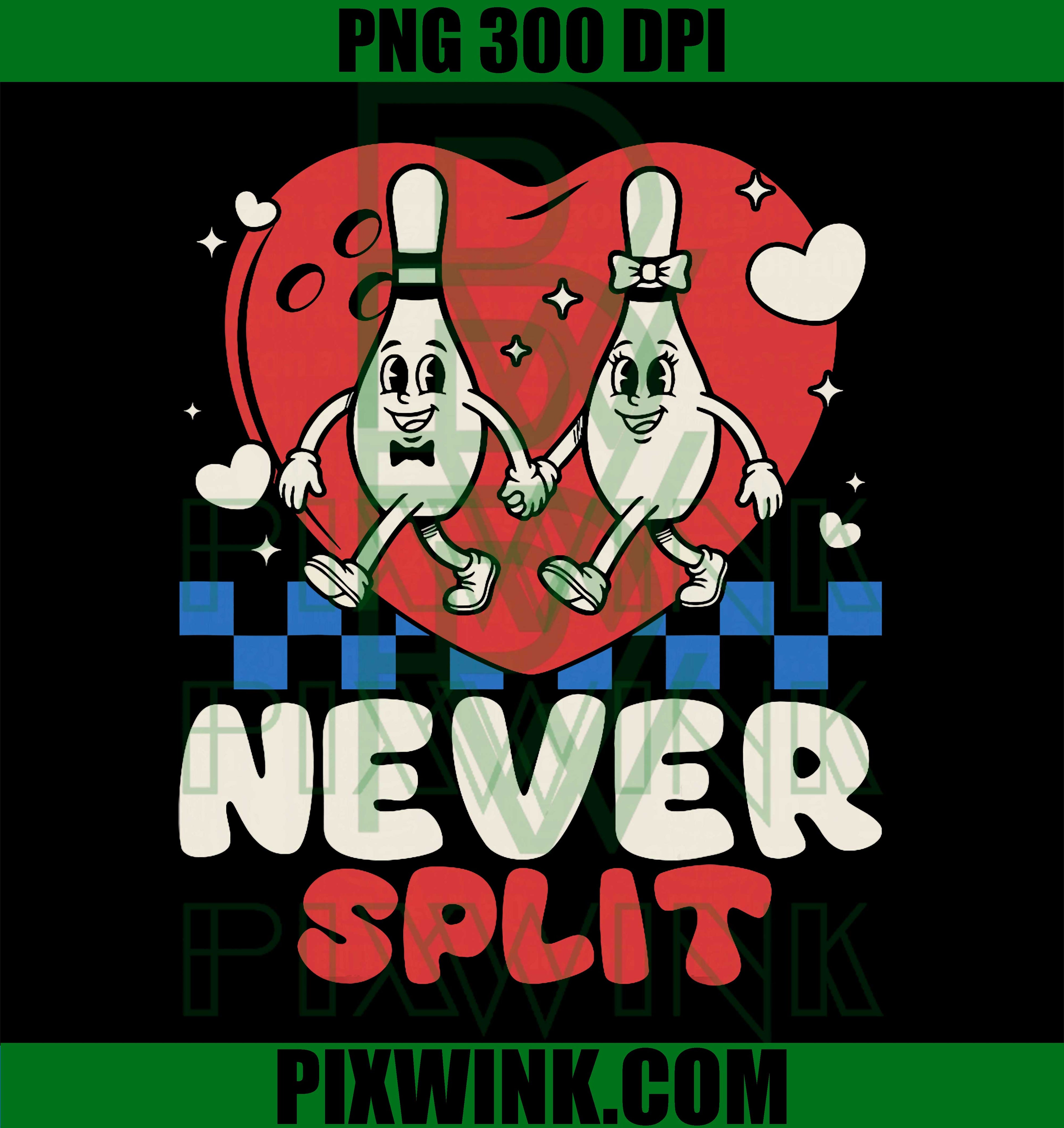 Never Split PNG, Bowling Pins Valentine Couples Cute Matching PNG