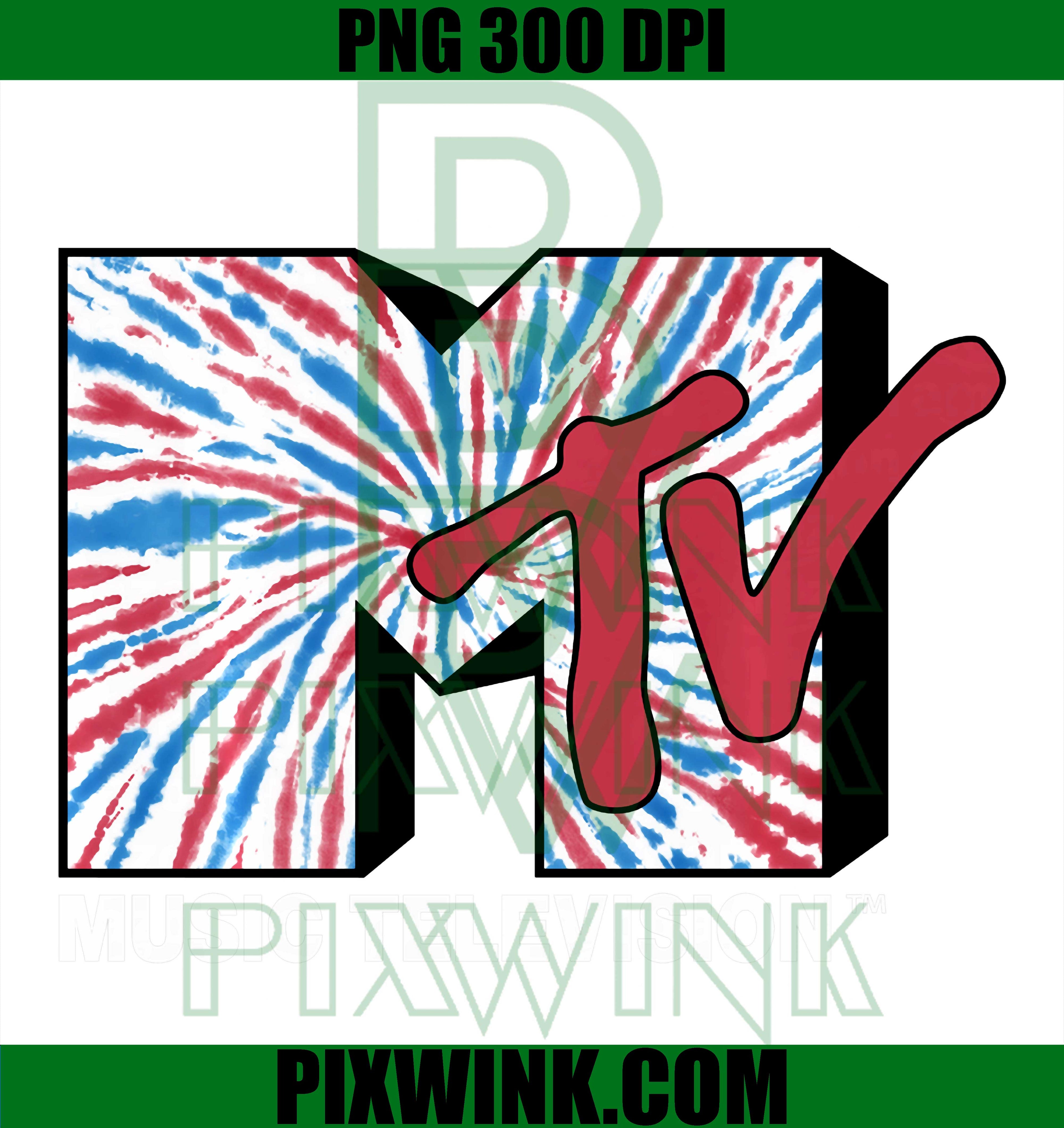 MTV American Tie Dye PNG, Retro MTV Logo Graphic PNG