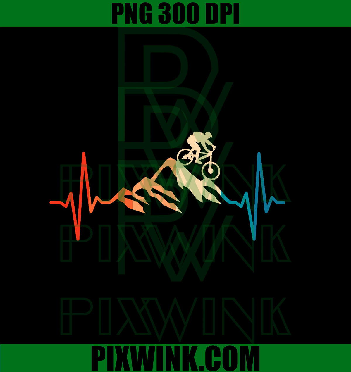 Mountain Bike Heartbeat MTB PNG, Biking Cycling Bike Rider PNG