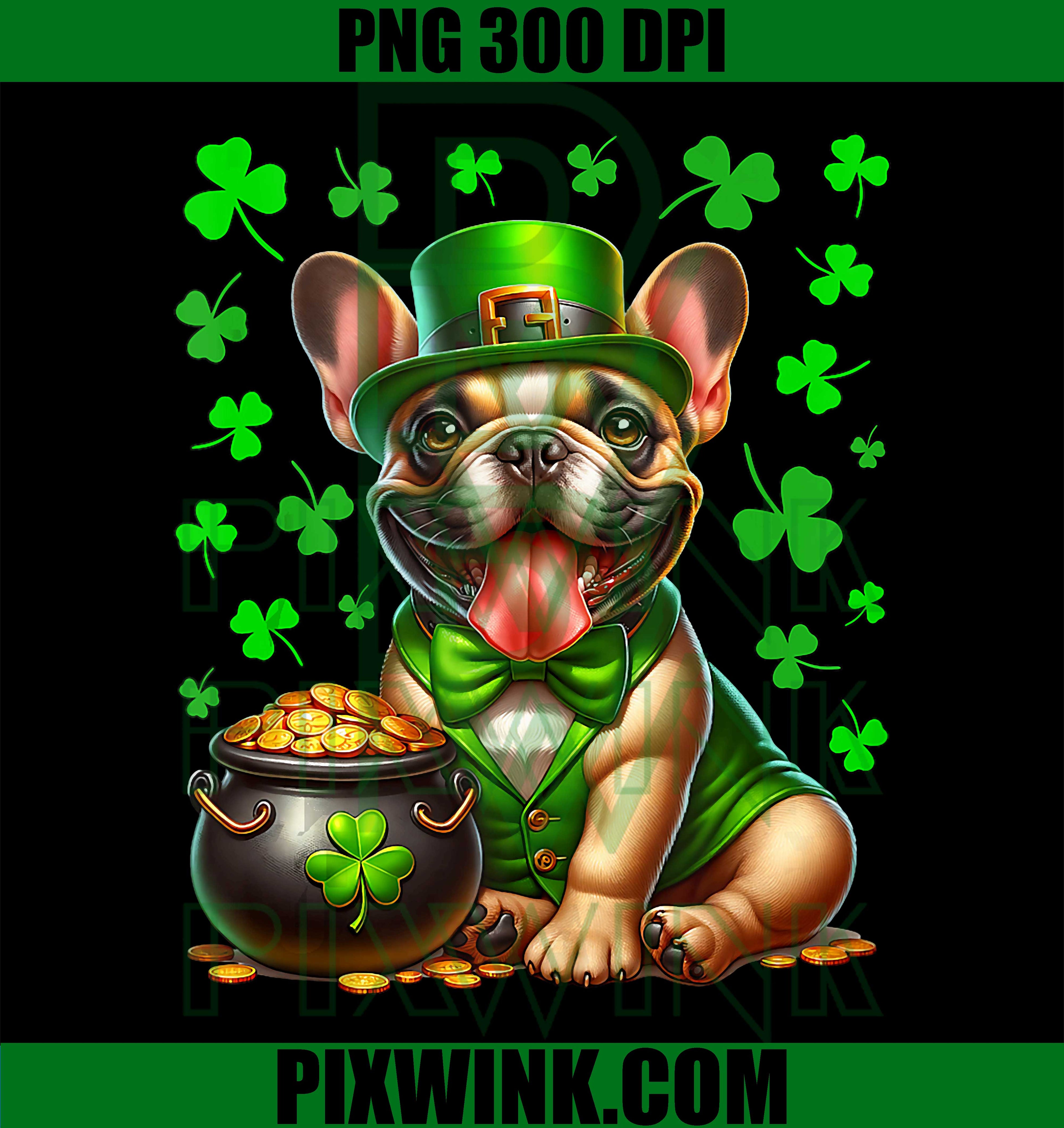 French Bulldog Saint Patricks Day PNG, Frenchie Dog PNG