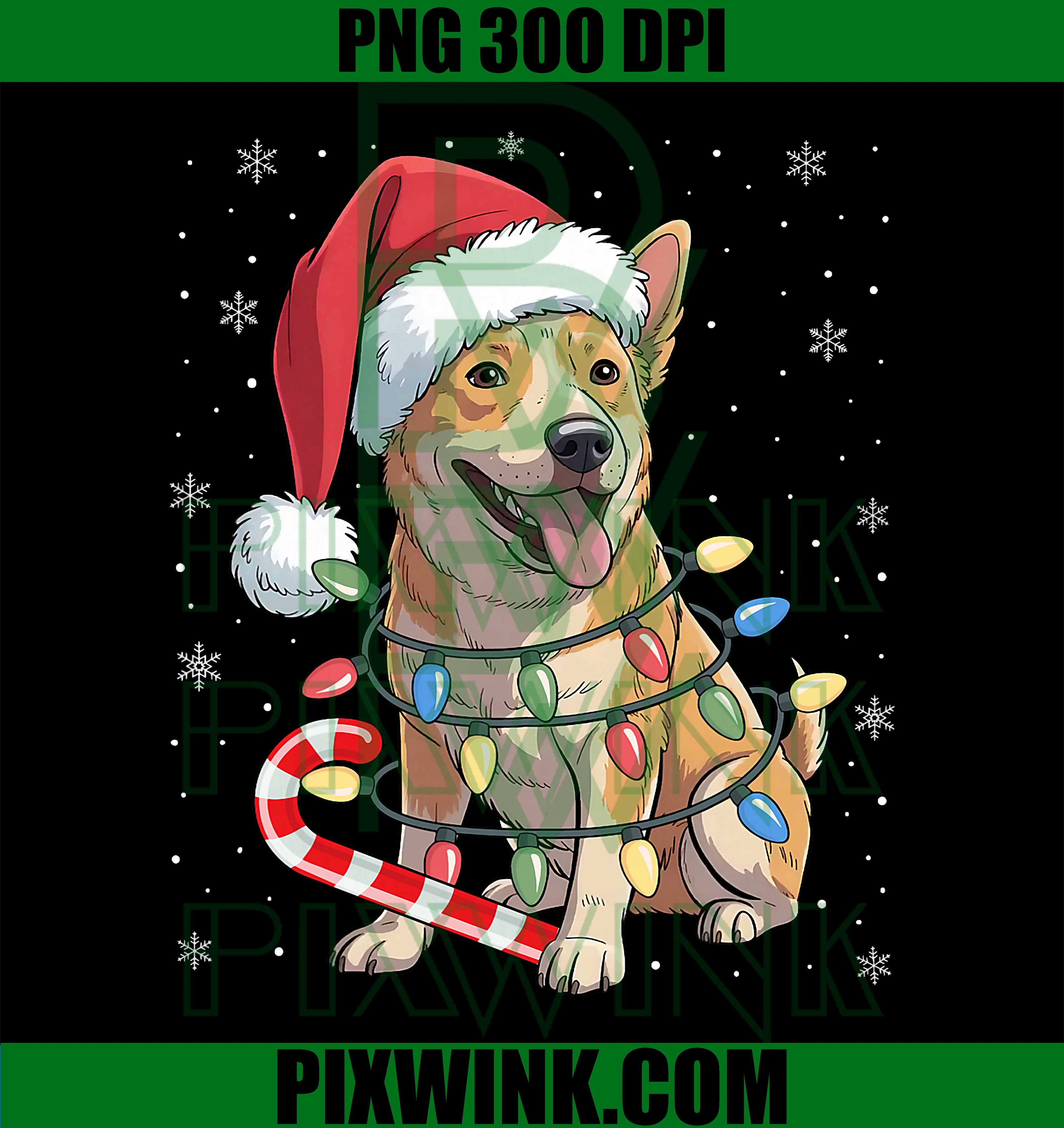 Heeler Dog Ugly Christmas Candy Cane Tree Lights Xmas PNG
