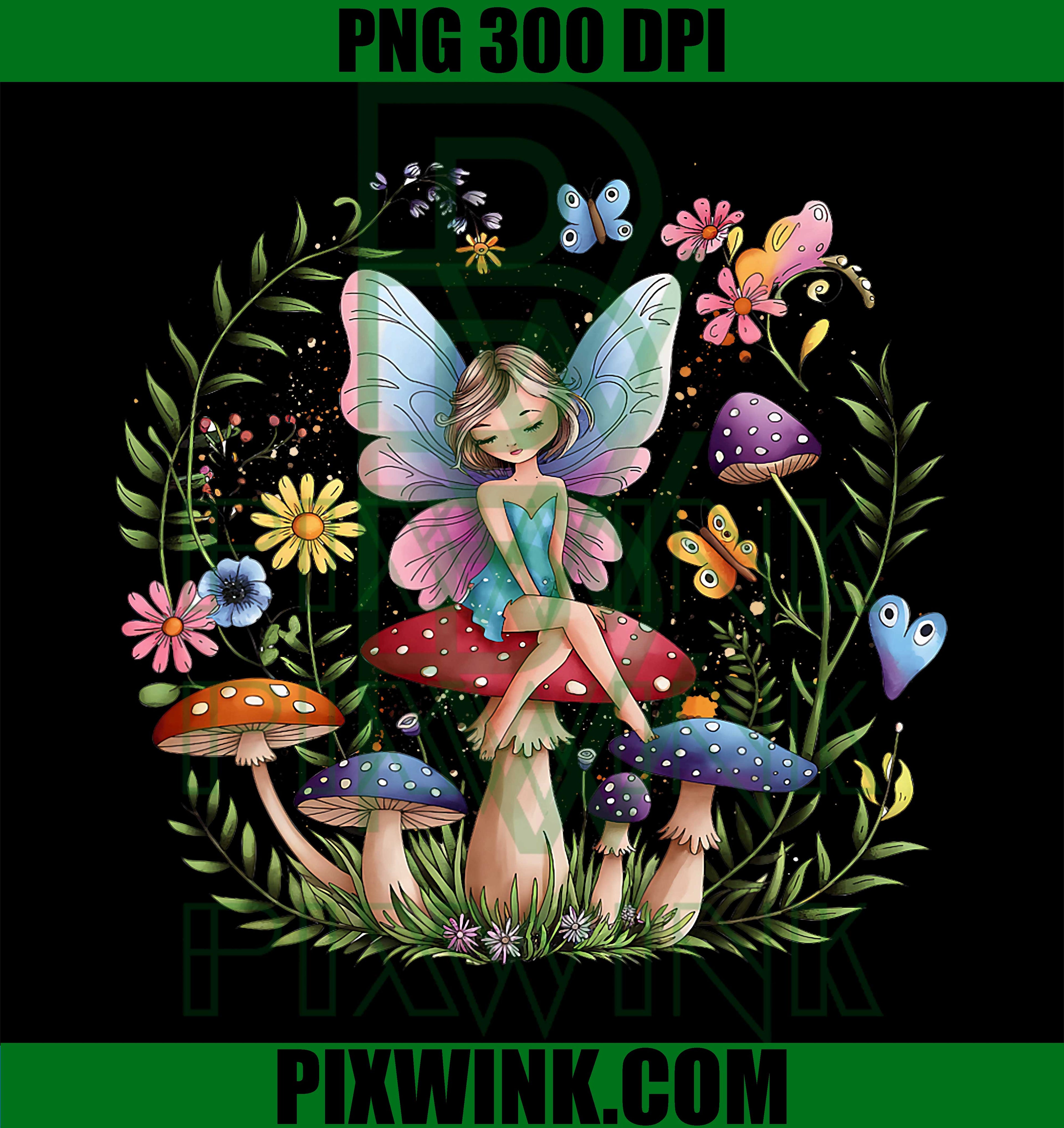 Enchanted Forest Fairy, Fantasy Mystical Butterfly Mushroom PNG