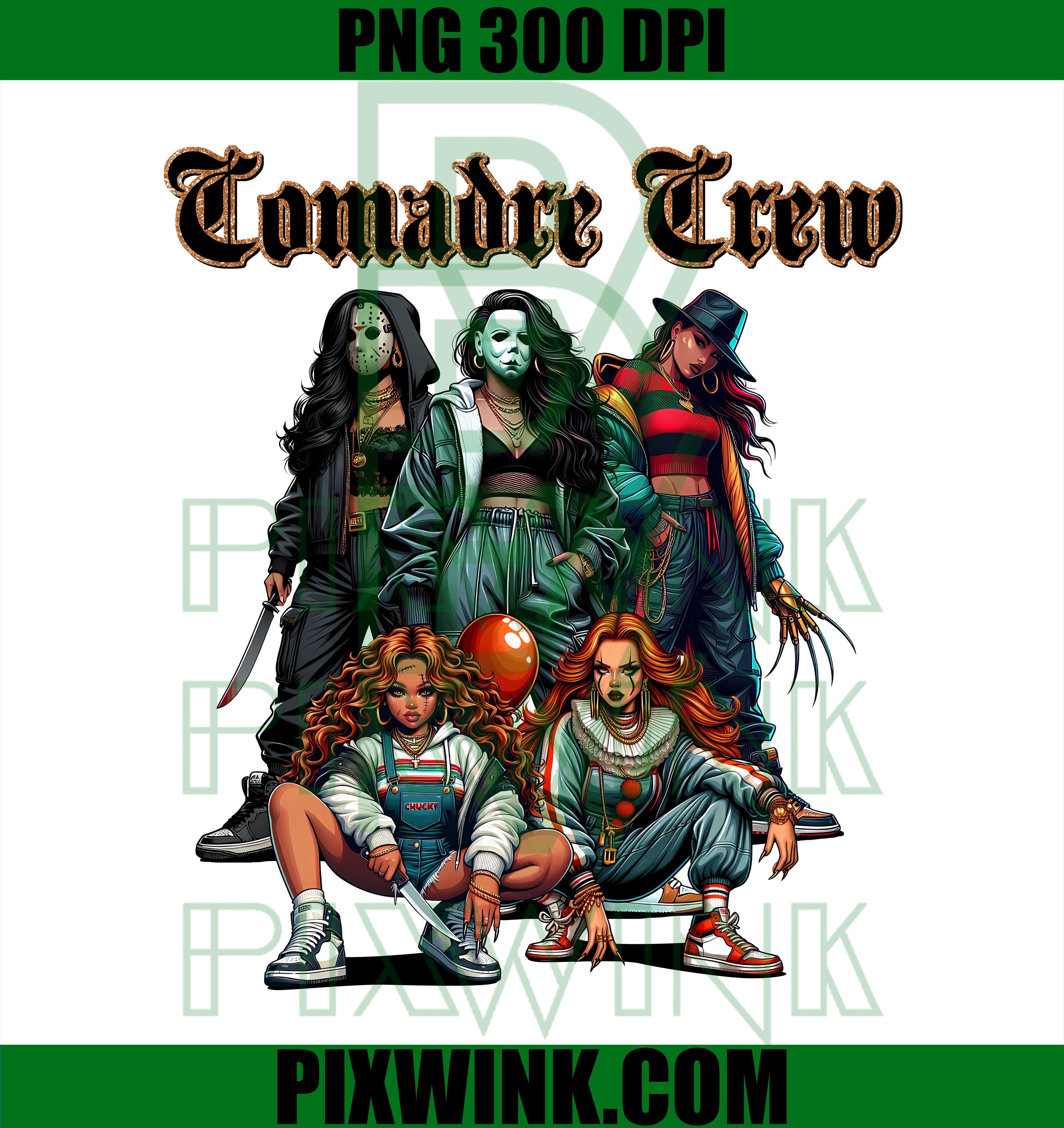 Comadre Crew PNG, Female Slasher PNG, Horror Villains Women Art PNG