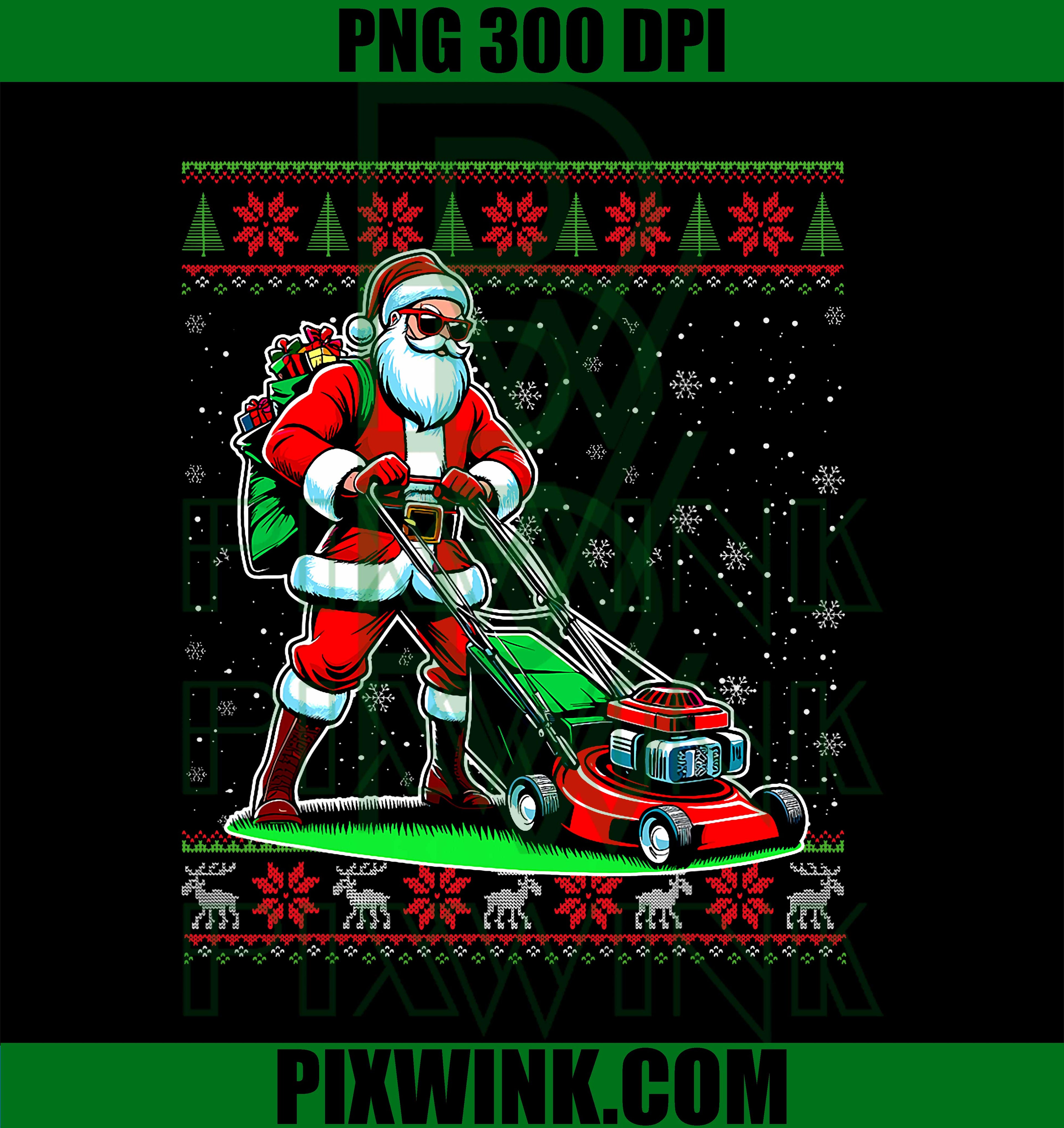 Santa Claus Mowing PNG, Lawn Ugly Christmas PNG