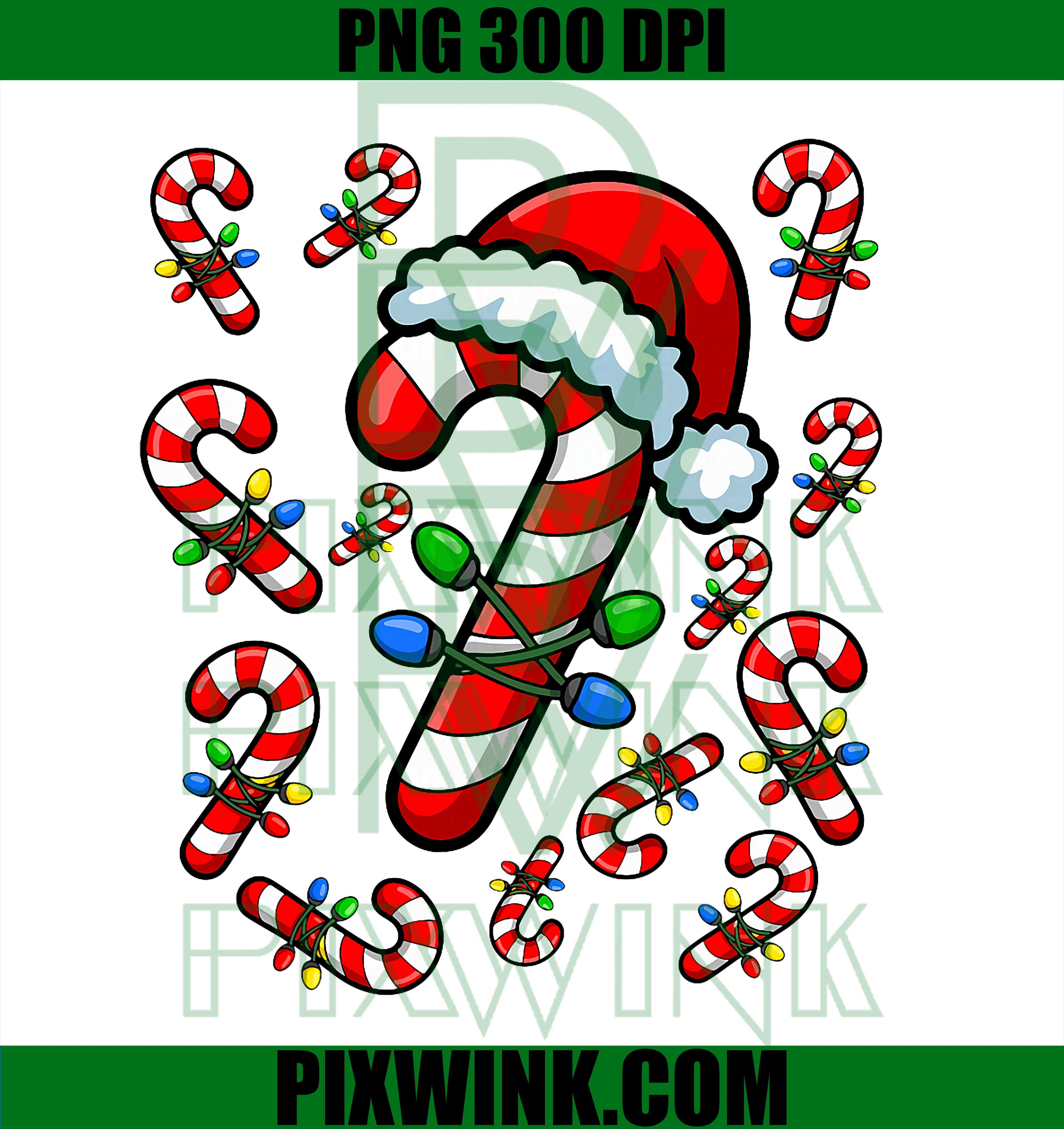 Red and White Candy Cane Santa Christmas Xmas Lights PNG