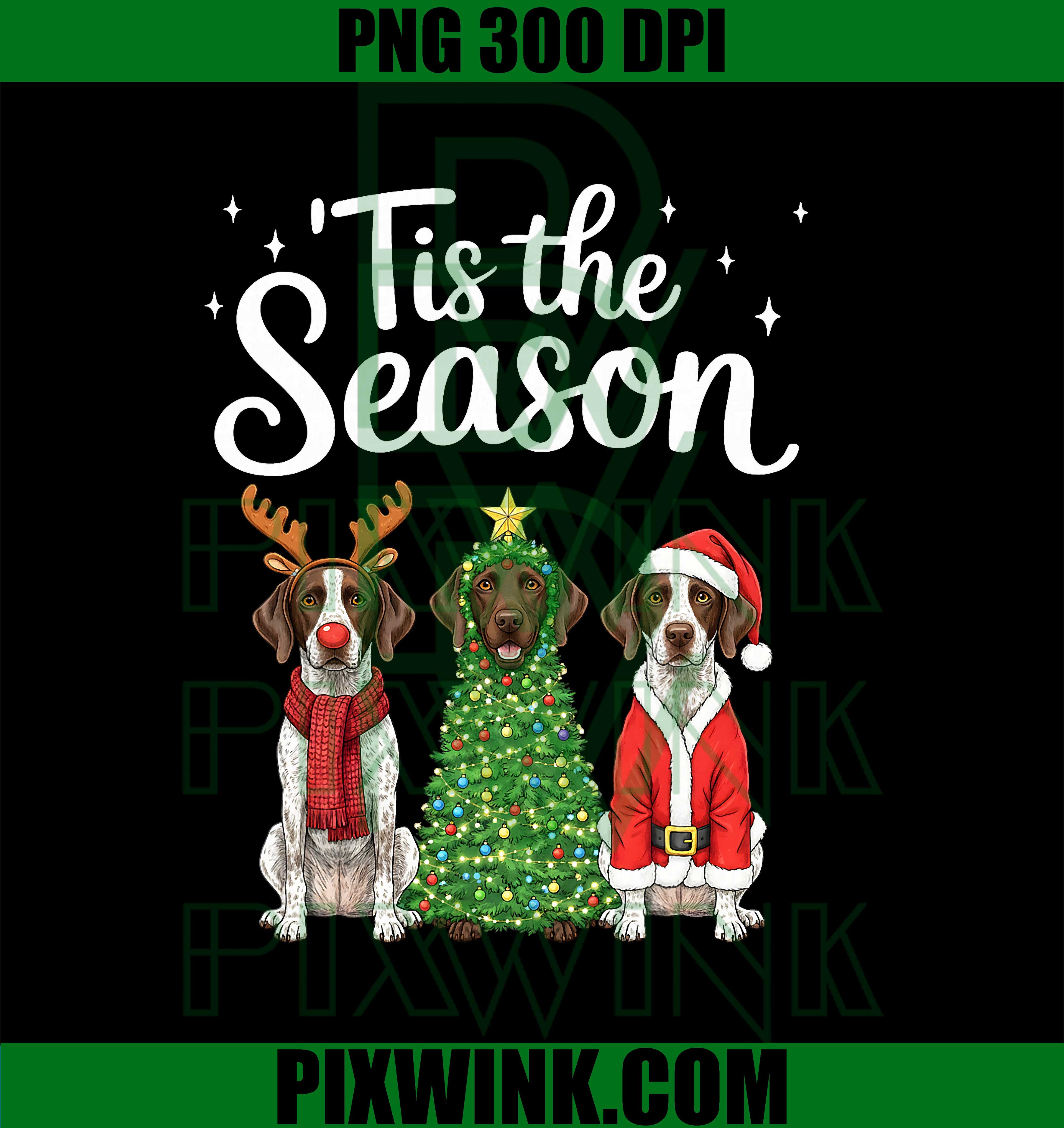 Tis The Season German Shorthaired Pointer Christmas Santa PNG, Funny Dogs Christmas PNG