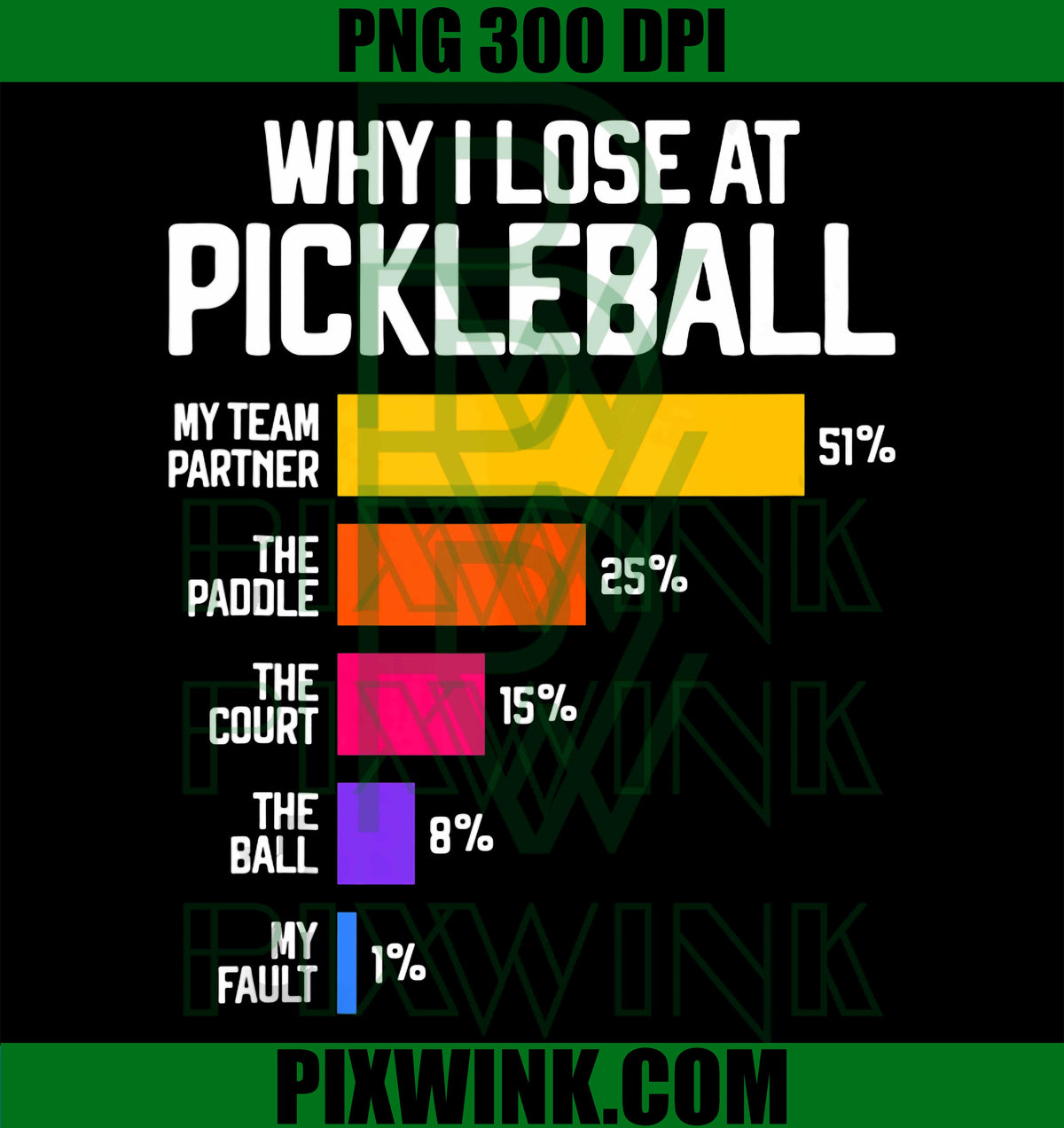 Why I Lose At Pickleball Humor PNG, Funny Pickleballers PNG