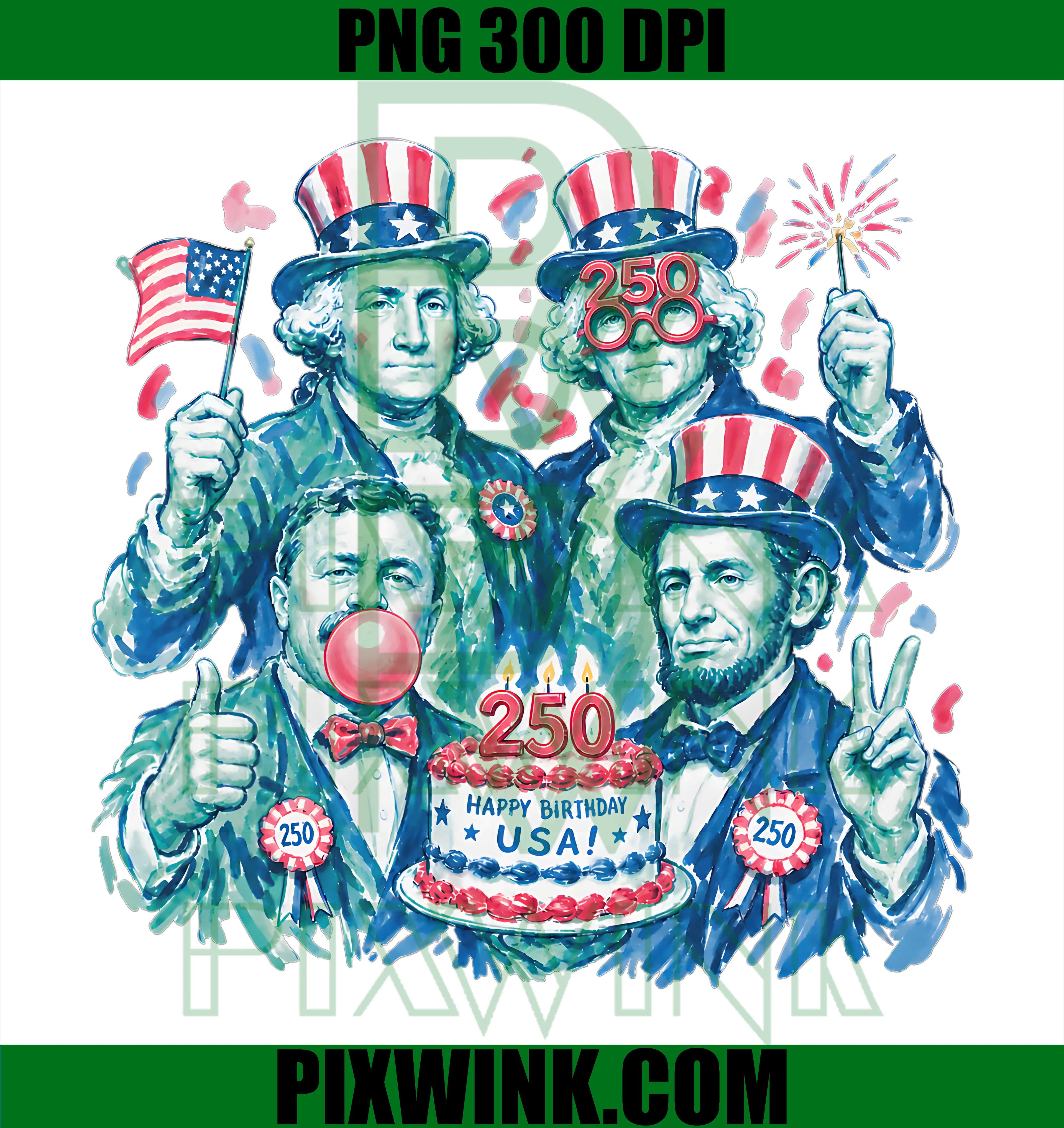Founding Fathers Birthday Party PNG, America 250th Patriotic PNG