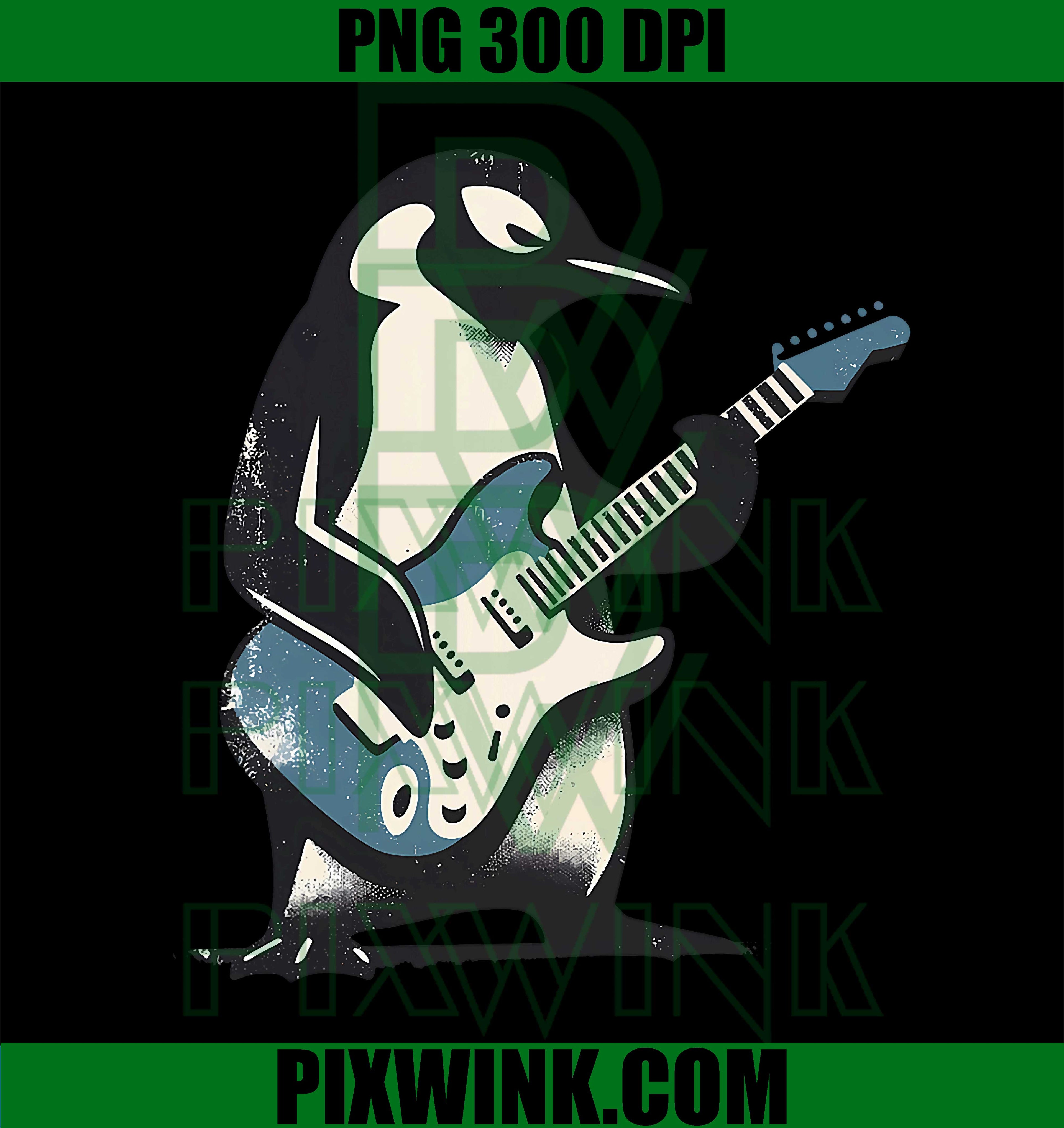 Cool Penguin Playing Guitar Music PNG, Lover Penguin Guitar Funny PNG